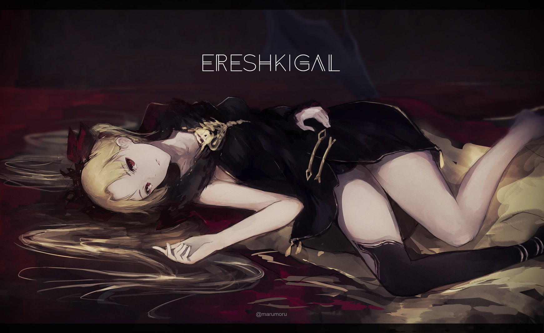 grand, blonde, hair, com, order, 256724, headdress, eyes, ereshkigal, (series), fate, twintails, marumoru, red, 720P, long, watermark, konachan, HD Wallpaper