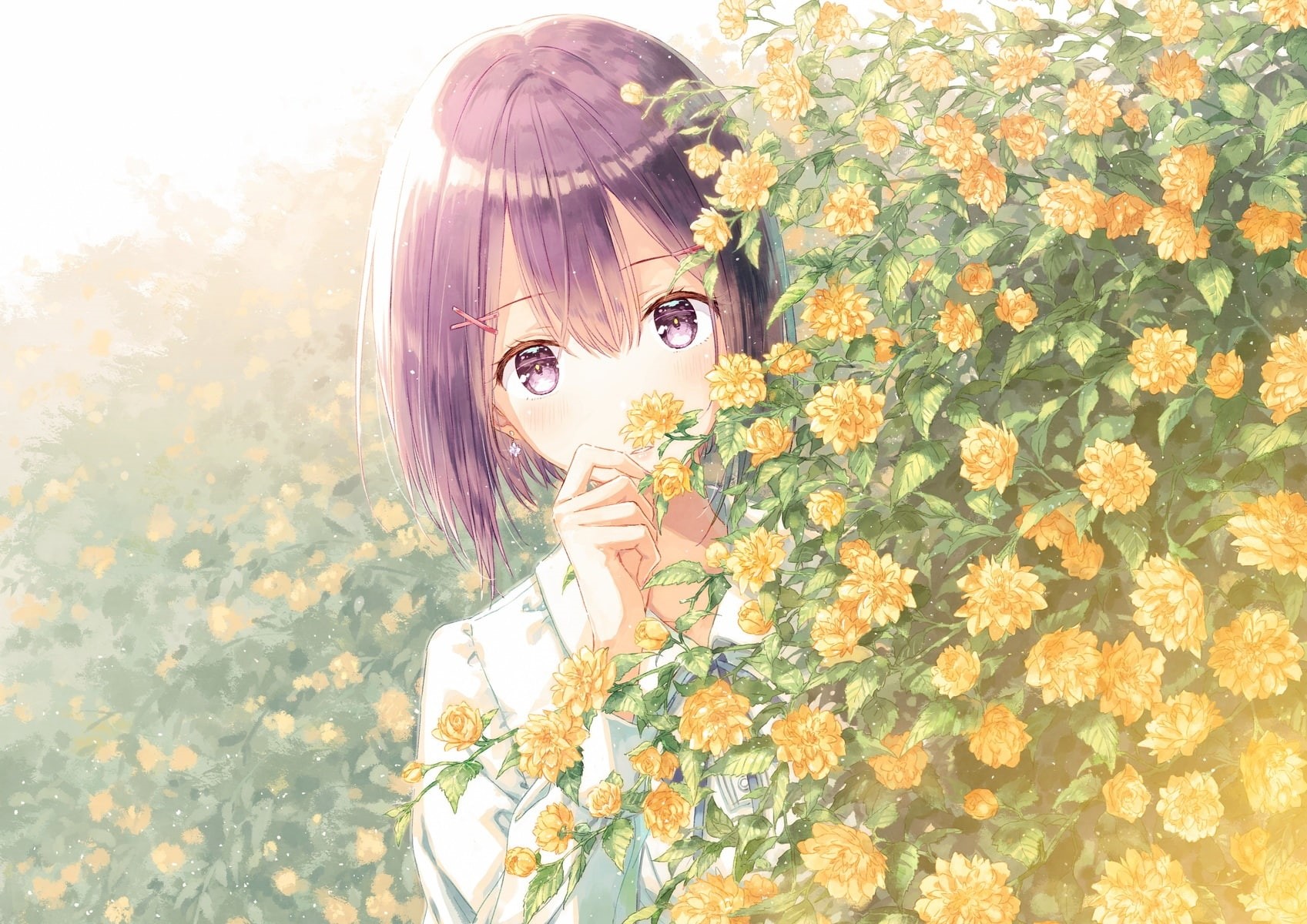 goane, 240159, ryu, short, konachan, com, original, hiten, eyes, flowers, hair, purple, 720P, HD Wallpaper