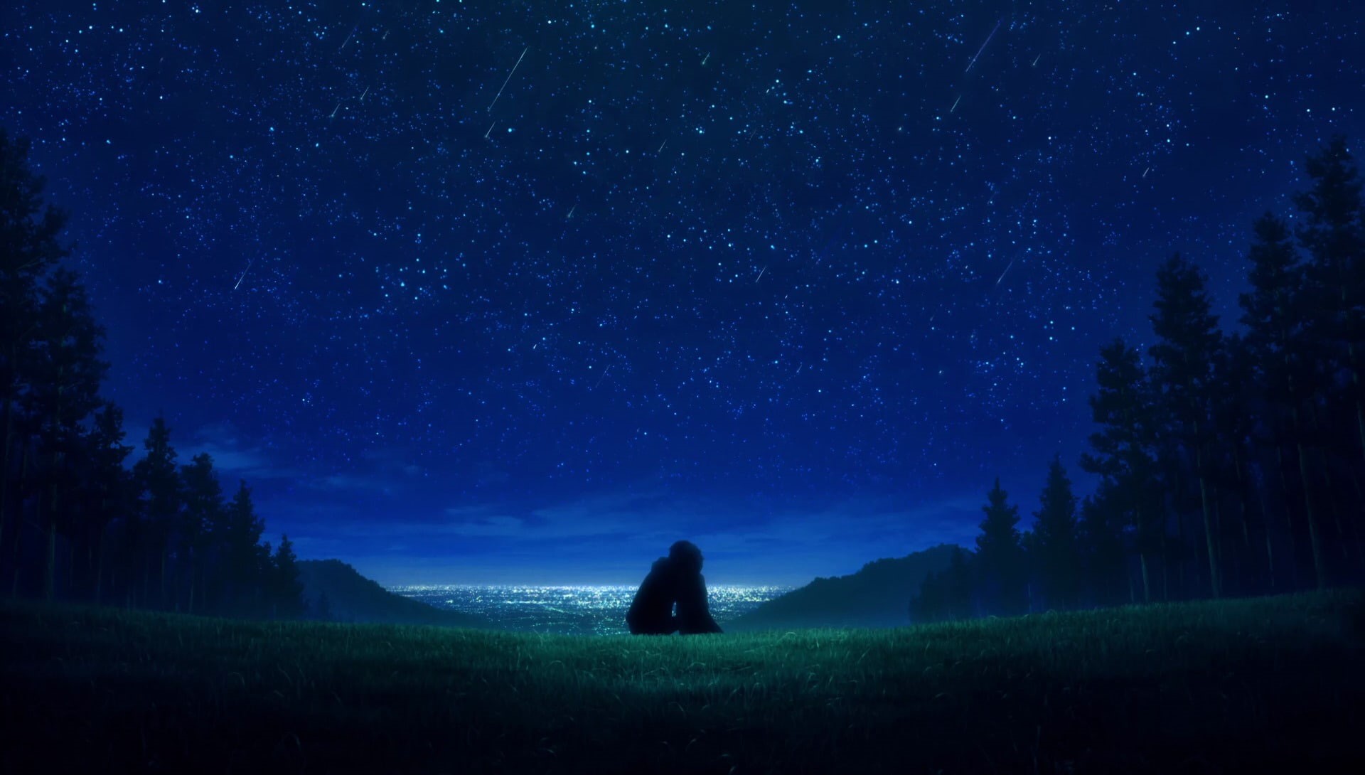 Kirito (Sword Art Online), photo, woman, Sword Art Online, Sword Art Online Ordinal Scale, silhouette, man, Asuna Yuuki, 1080P, trees, Sword Art Online Movie: Ordinal Scale, HD Wallpaper