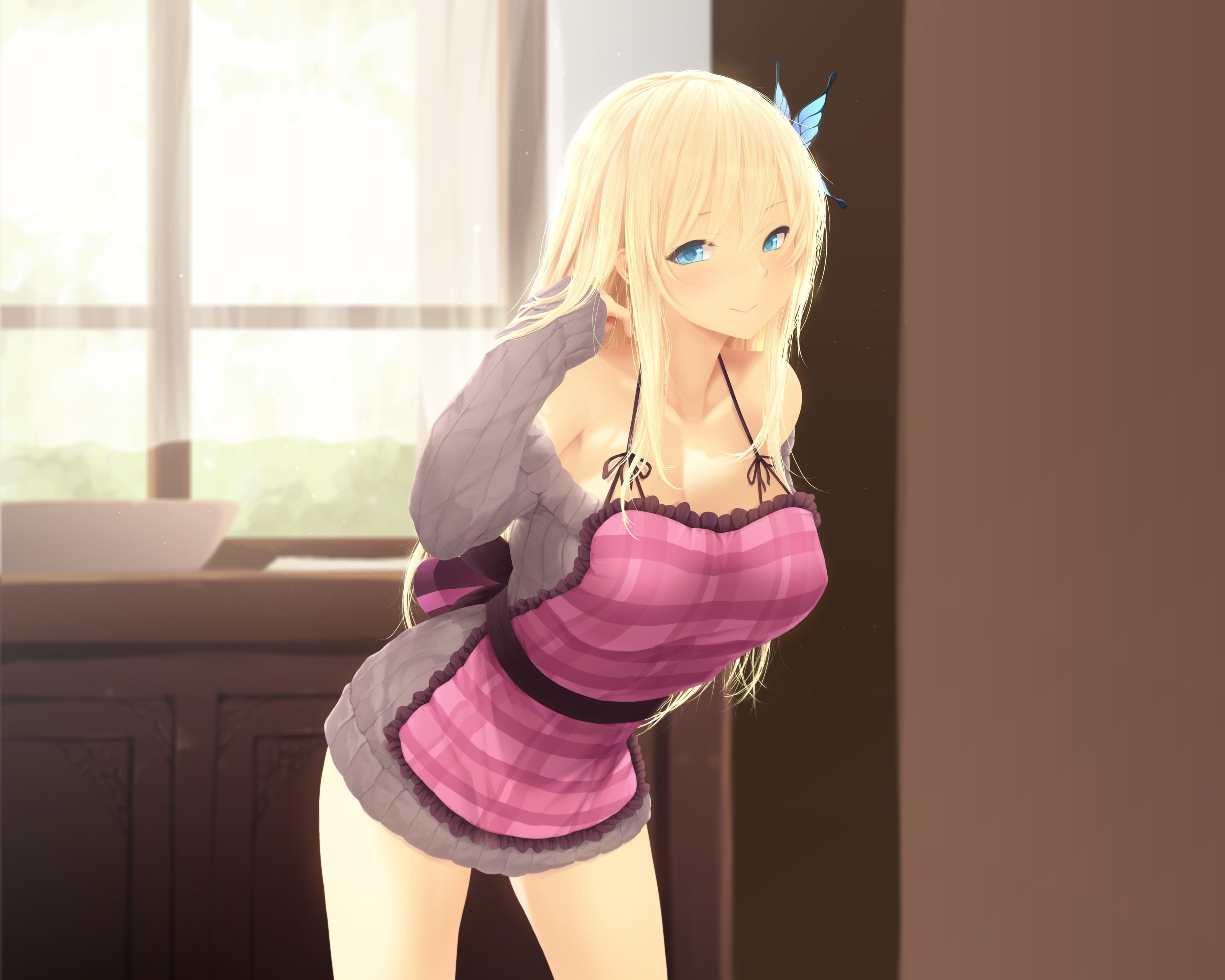 long, sena, cait, eyes, kashiwazaki, com, hair, valentine, 2K, konachan, boku, apron, sukunai, tomodachi, 261506, aqua, blonde, HD Wallpaper