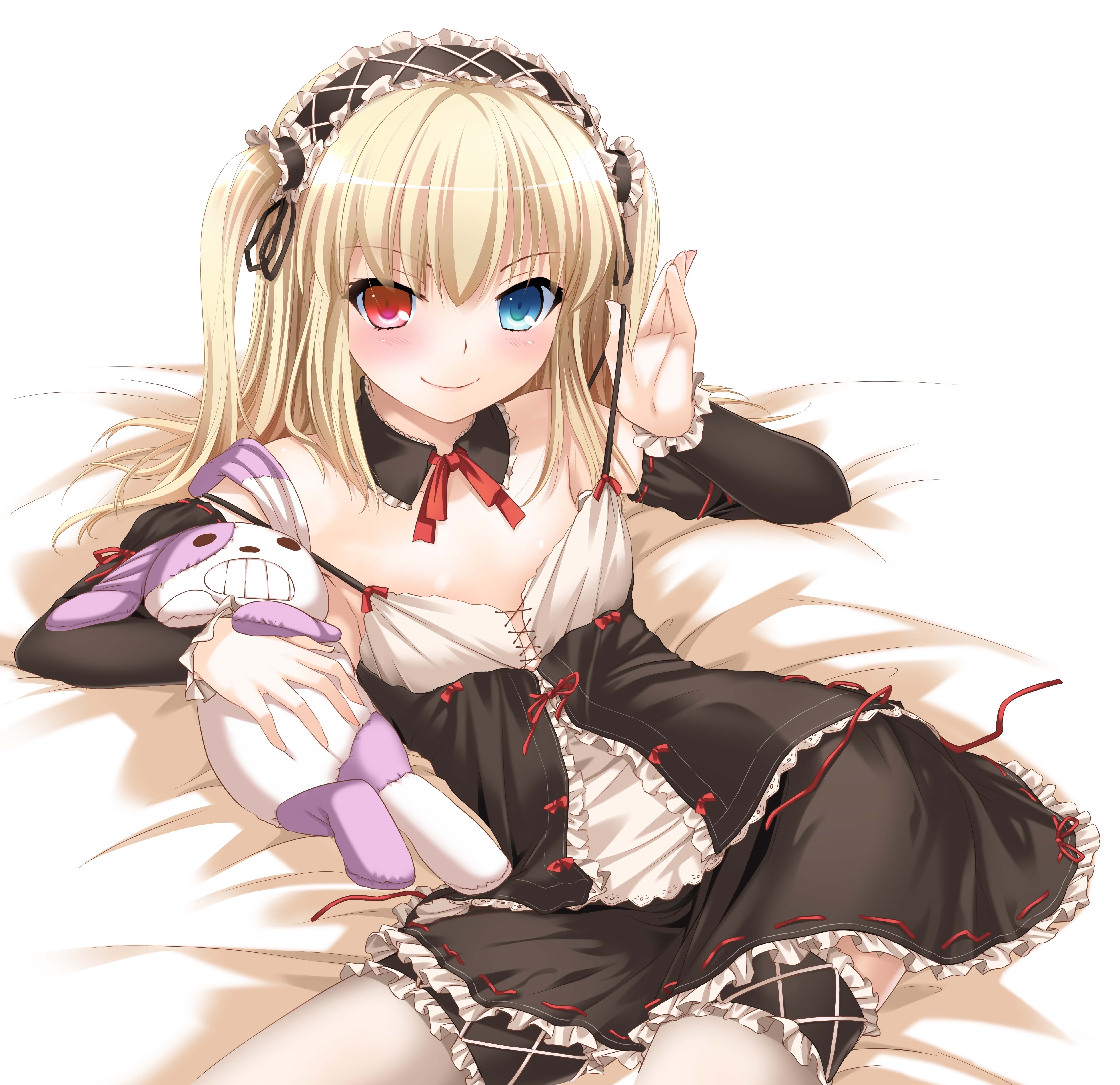 4K, blonde, heterochromia, anime, lolita fashion, Boku wa Tomodachi ga Sukunai, anime girls, loli, long hair, Hasegawa Kobato, HD Wallpaper