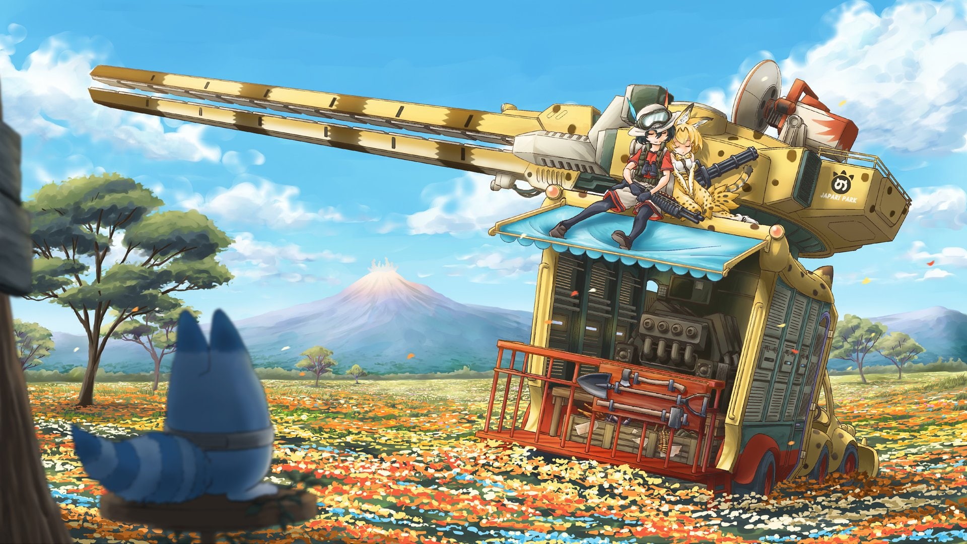 Lucky Beast (Kemono Friends), 1080P, Kemono Friends, Kaban (Kemono Friends), Serval (Kemono Friends), Anime, HD Wallpaper