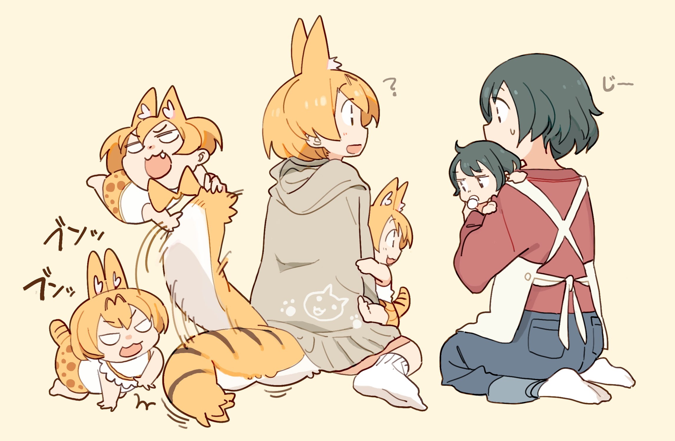 1080P, Serval (Kemono Friends), Kemono Friends, Kaban (Kemono Friends), anime girls, anime, HD Wallpaper