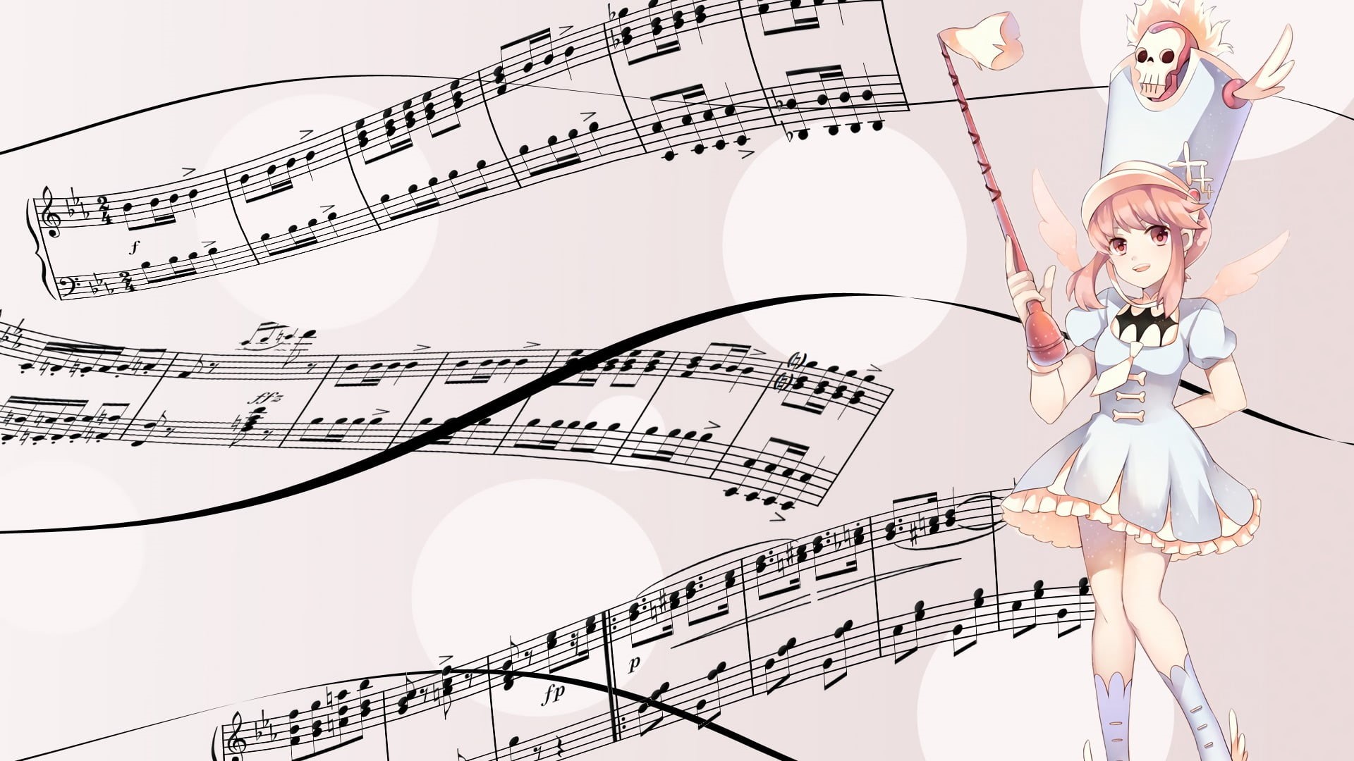 beautiful woman, one person, young adult, art and craft, performance, arms raised, dancing, sheet music, Kill la Kill, low angle view, music, fashion, creativity, HD Wallpaper
