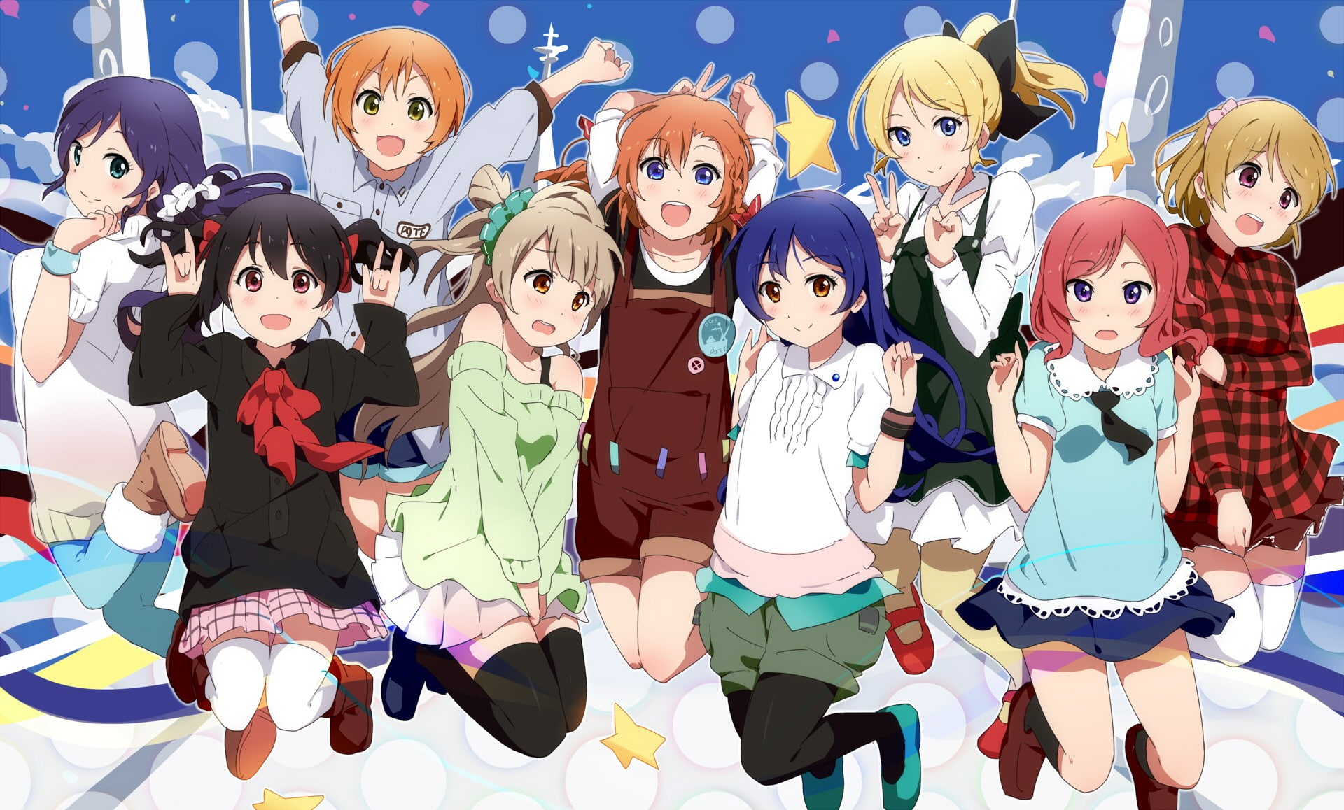 women, group of people, childhood, creativity, costume, crowd, representation, multi colored, Love Live!, Love Love Life ~Ojou-sama 7nin to Love Love Harem Seikatsu~, HD Wallpaper