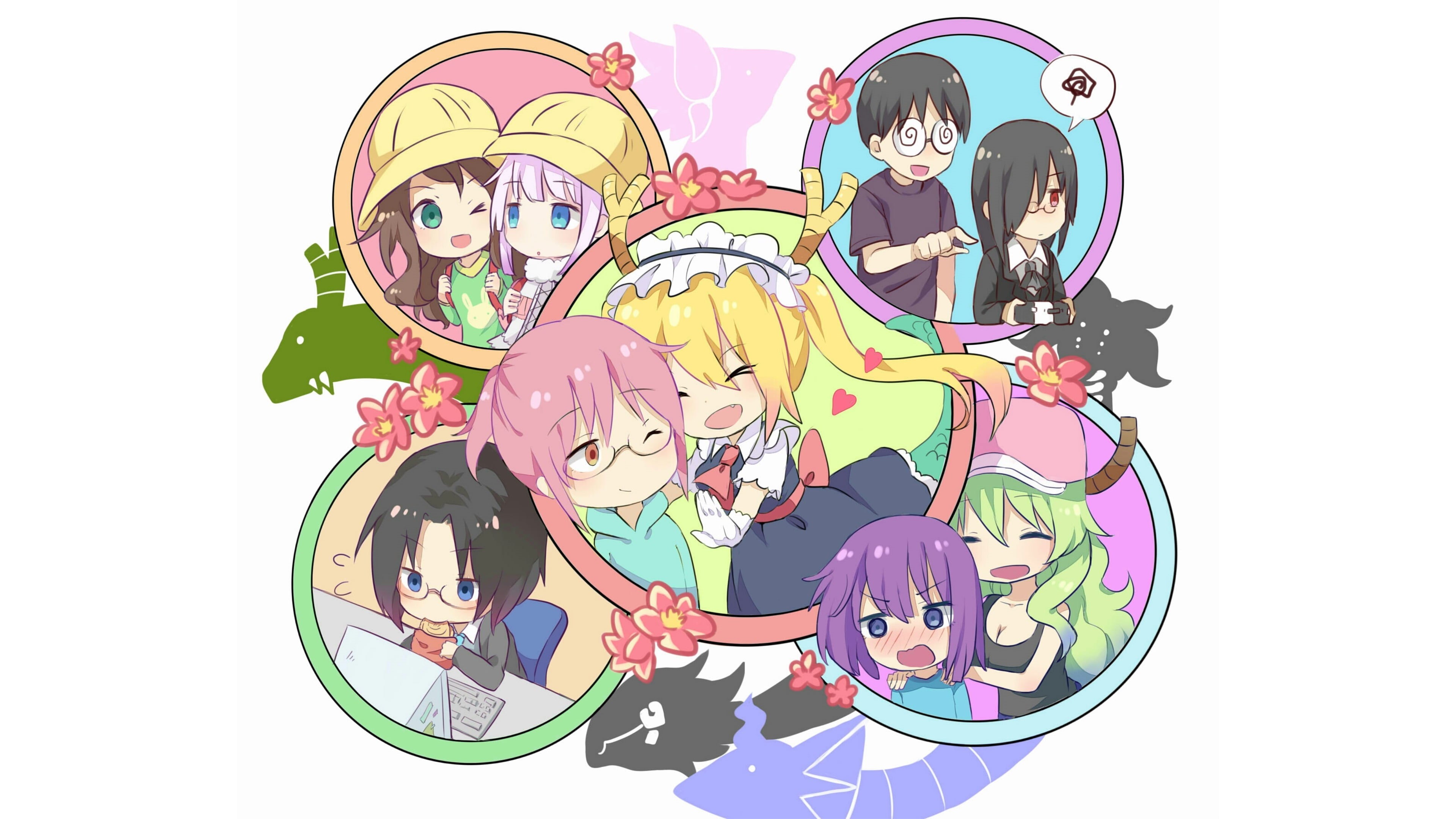Kobayashi-san Chi no Maid Dragon, real people, casual clothing, 4K, Elma Jouii (Kobayashi-San Chi no Maid Dragon), offspring, circle, togetherness, fan art, HD Wallpaper