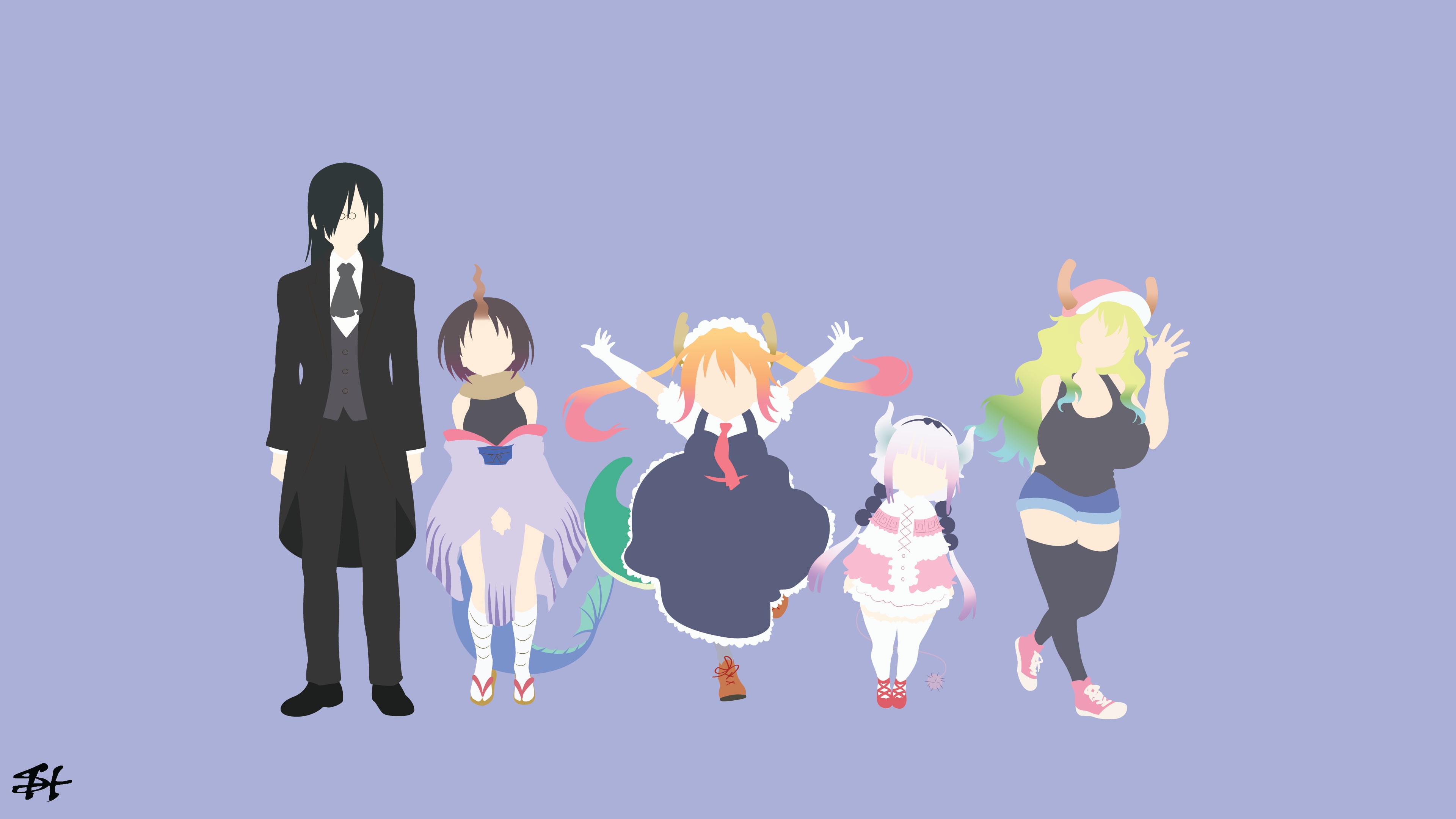 people, Lucoa (Kobayashi-san Chi no Maid Dragon), females, adult, minimalism, Tohru (Kobayashi-san Chi no Maid Dragon), women, Kanna Kamui (Kobayashi-san Chi no Maid Dragon), HD Wallpaper
