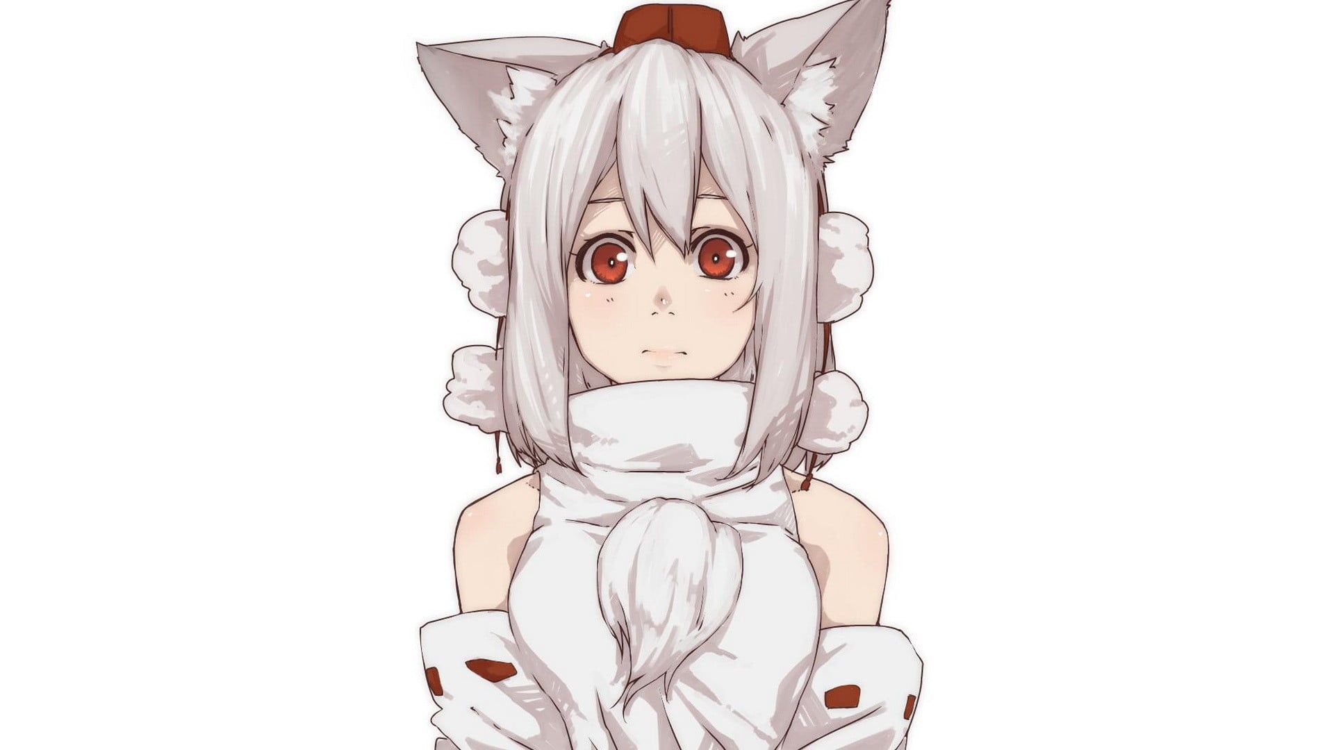 Okamimimi, disguise, standing, girl, dress, animal ears, long hair, studio shot, cut out, bare shoulders, indoors, cold, mask - disguise, adult, one person, HD Wallpaper