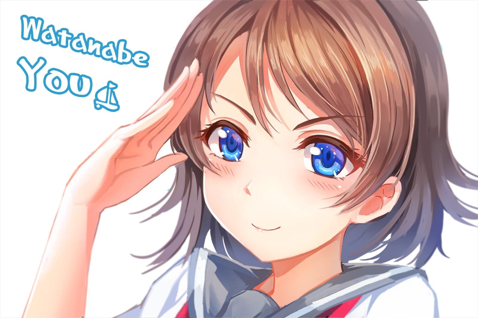 women, human representation, real people, white background, one person, anime girls, aqua eyes, portrait, studio shot, hair, Love Live! Sunshine, representation, HD Wallpaper