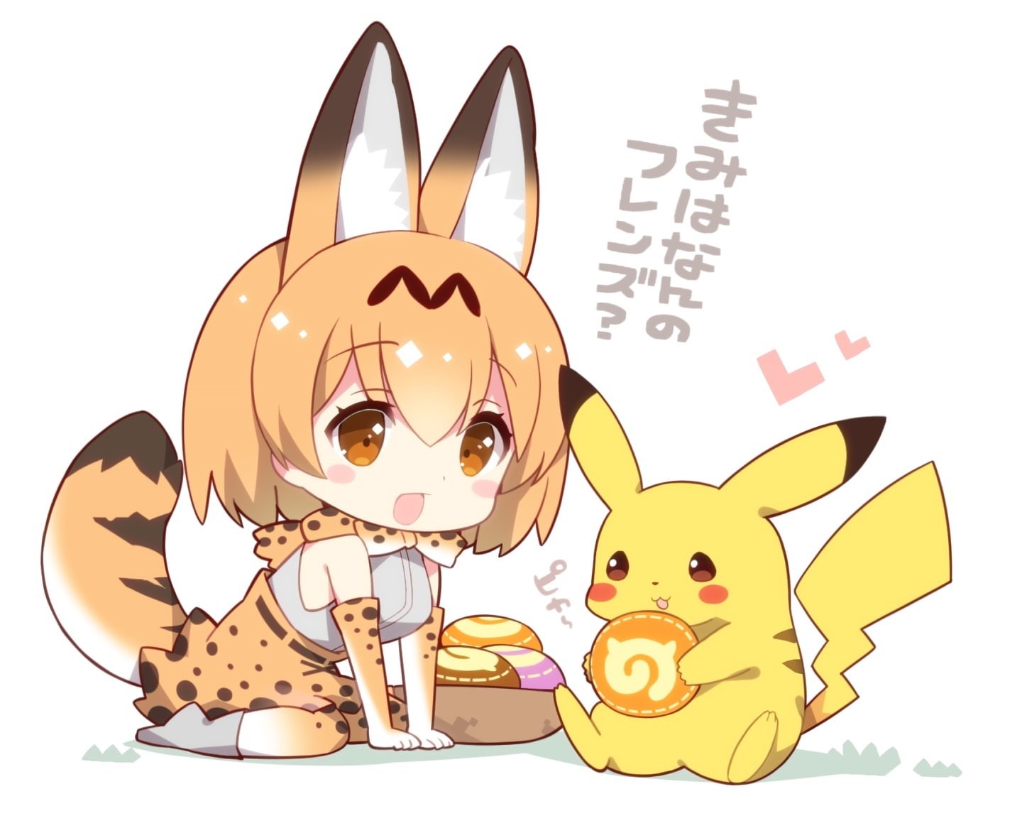 smile, cat, crossover, serval, hair, boots, eyes, waifu2x, brown, watanohara, 720P, pokemon, com, animal, konachan, blush, pikachu, ears, tail, catgirl, HD Wallpaper