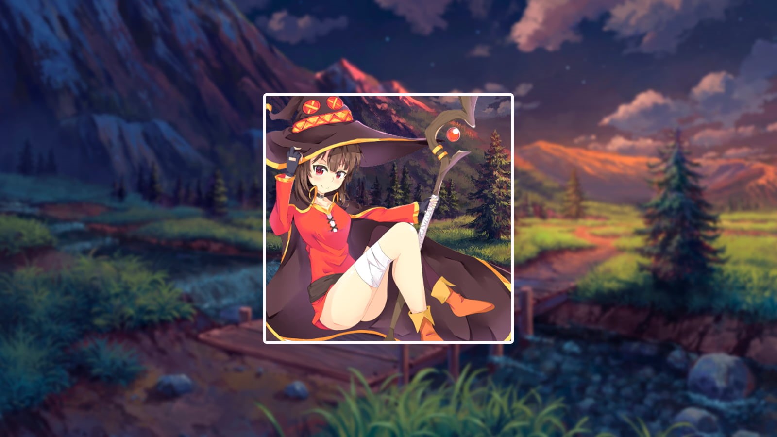 720P, Megumin, Kono Subarashii Sekai ni Shukufuku wo!, anime, anime landscape, waifu2x, anime girls, HD Wallpaper