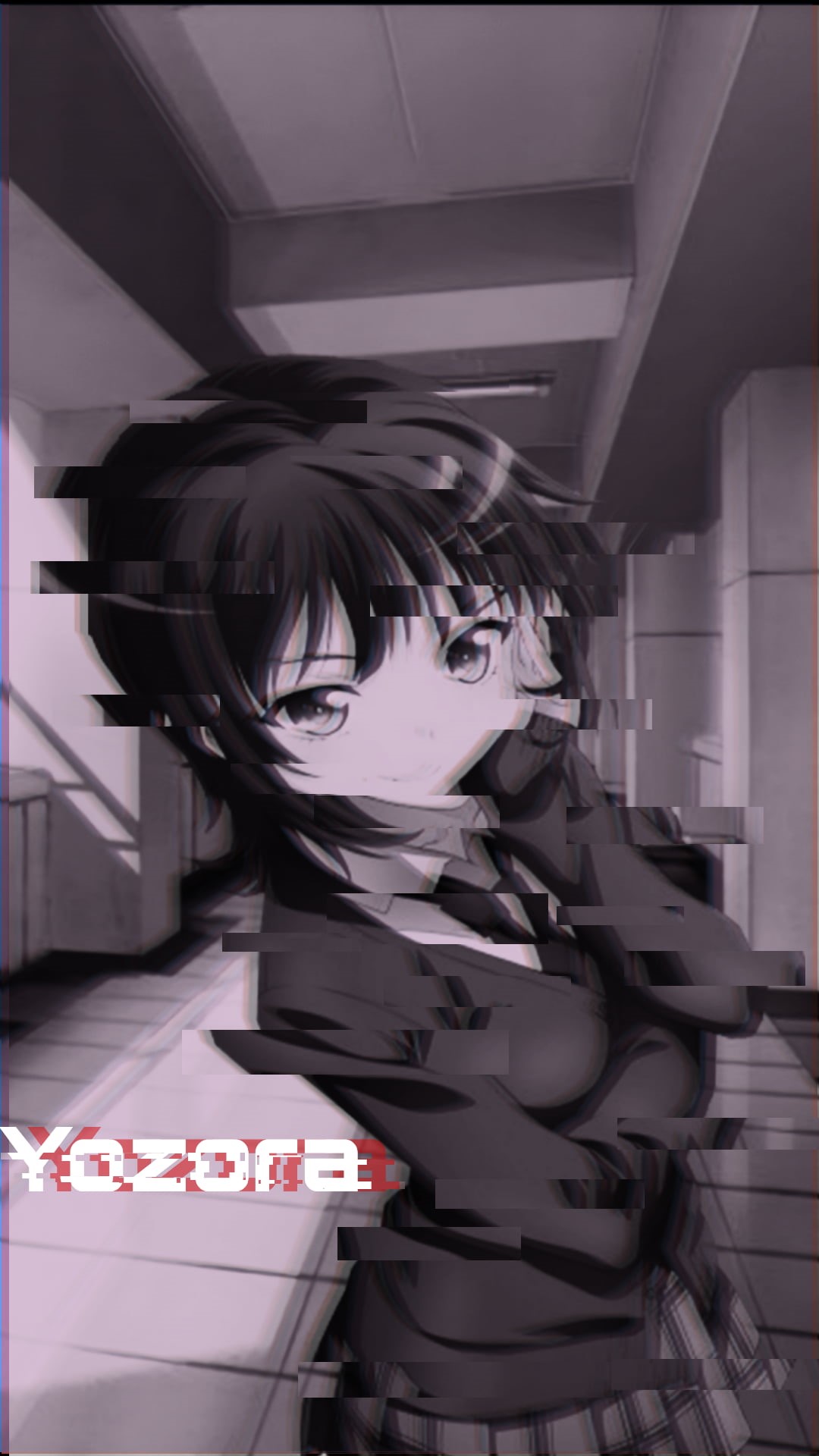 waifu2x, phone, Yozora Mikazuki, glitch art, anime girls, anime, 1080P, Boku wa Tomodachi ga Sukunai, Phone HD Wallpaper