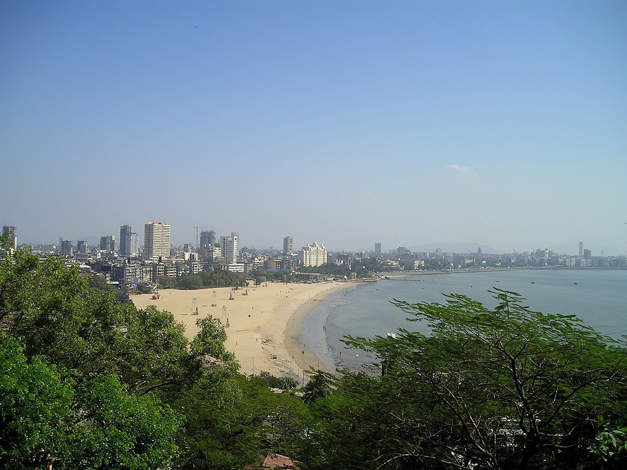 built structure, high angle view, City, nature, city, Skyline, plant, building, sea, near, rocky, water, coastline, Bombay, tree, brown, blue, body, outdoors, HD Wallpaper