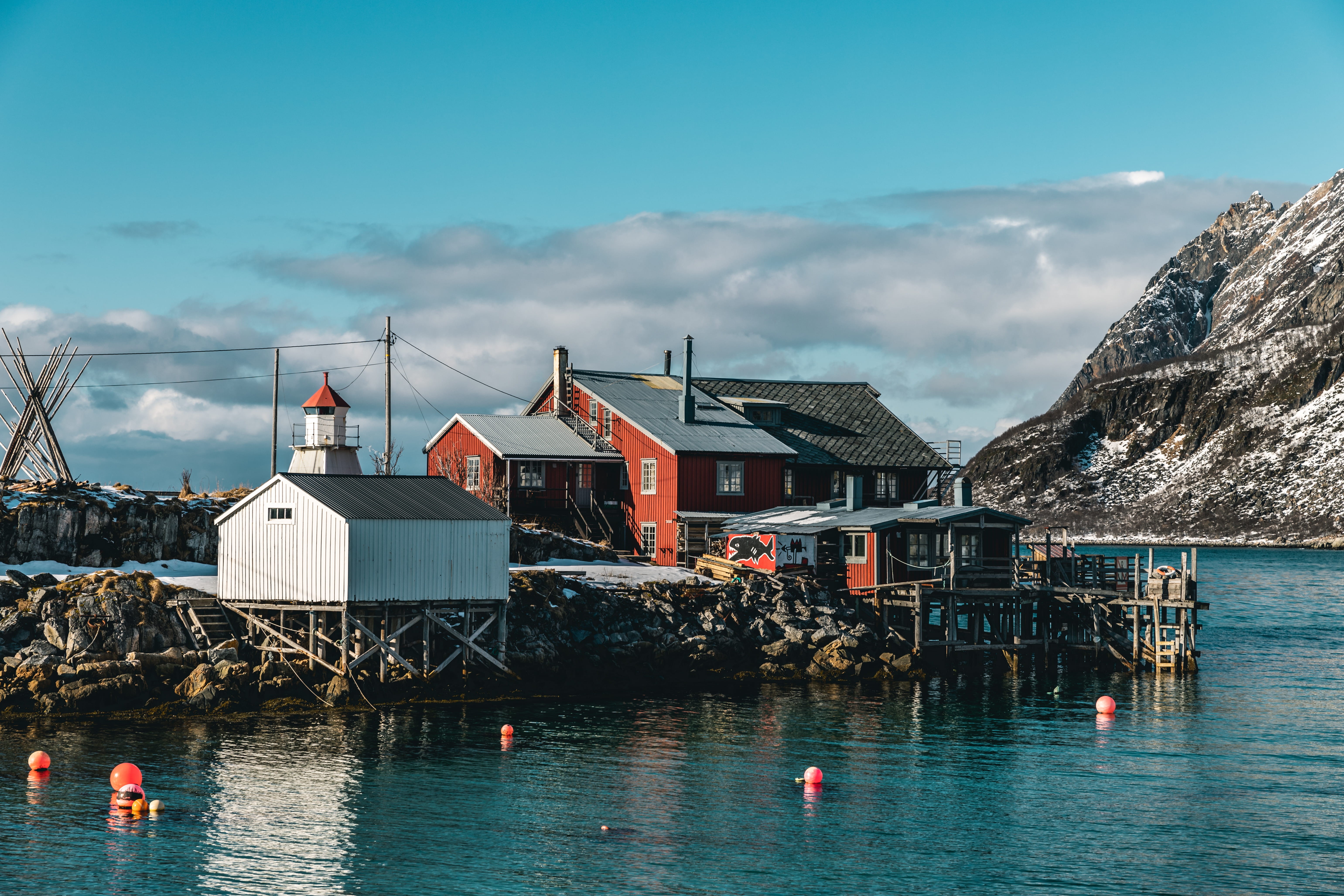 nature, clouds, bay, house, building exterior, seashore, scenics - nature, lifebuoy, sky, no people, water, architecture, mode of transportation, waterfront, HD Wallpaper
