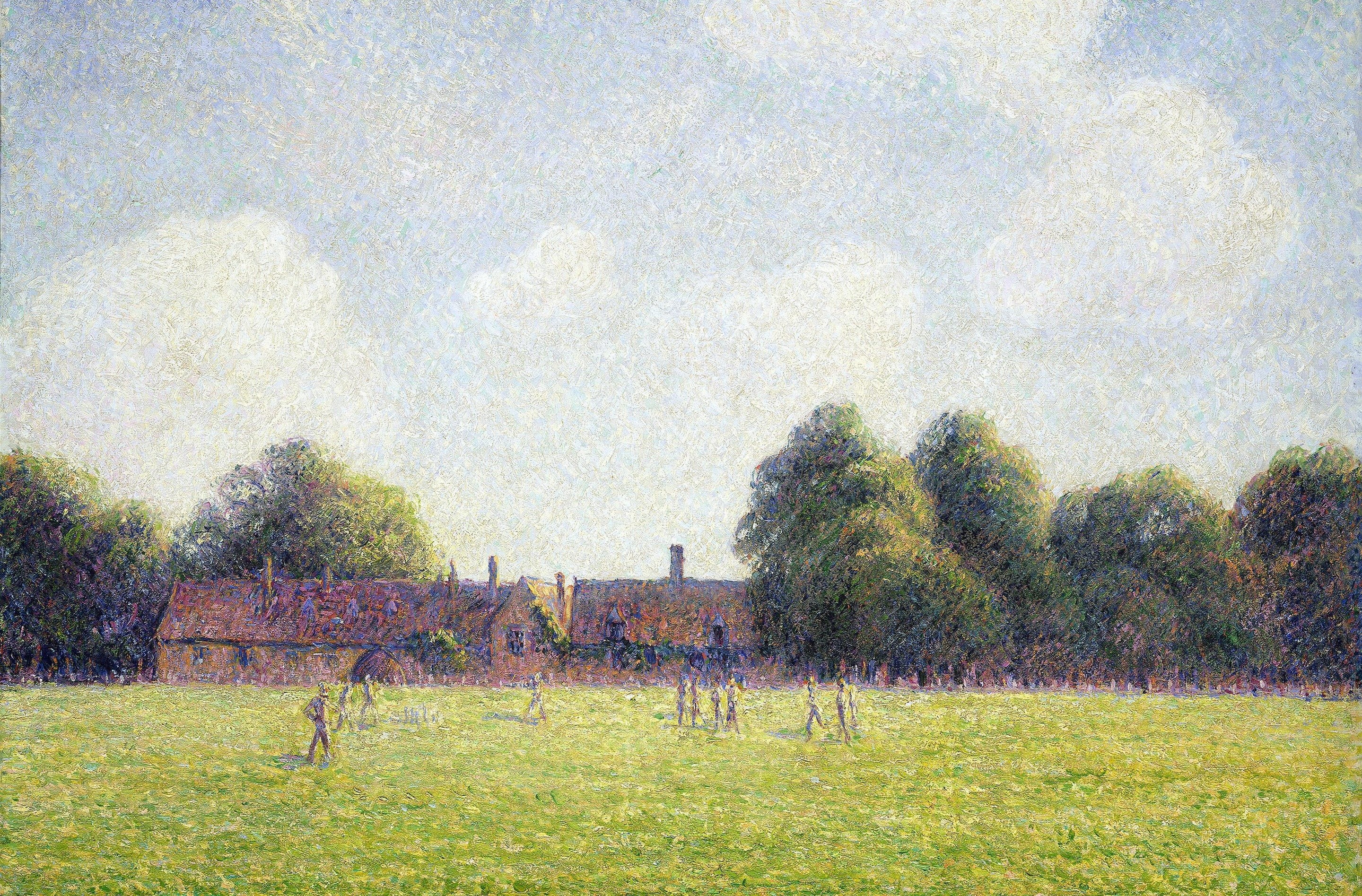 The Green HAMPTON Court, 2K, picture, Camille Pissarro, landscape, HD Wallpaper
