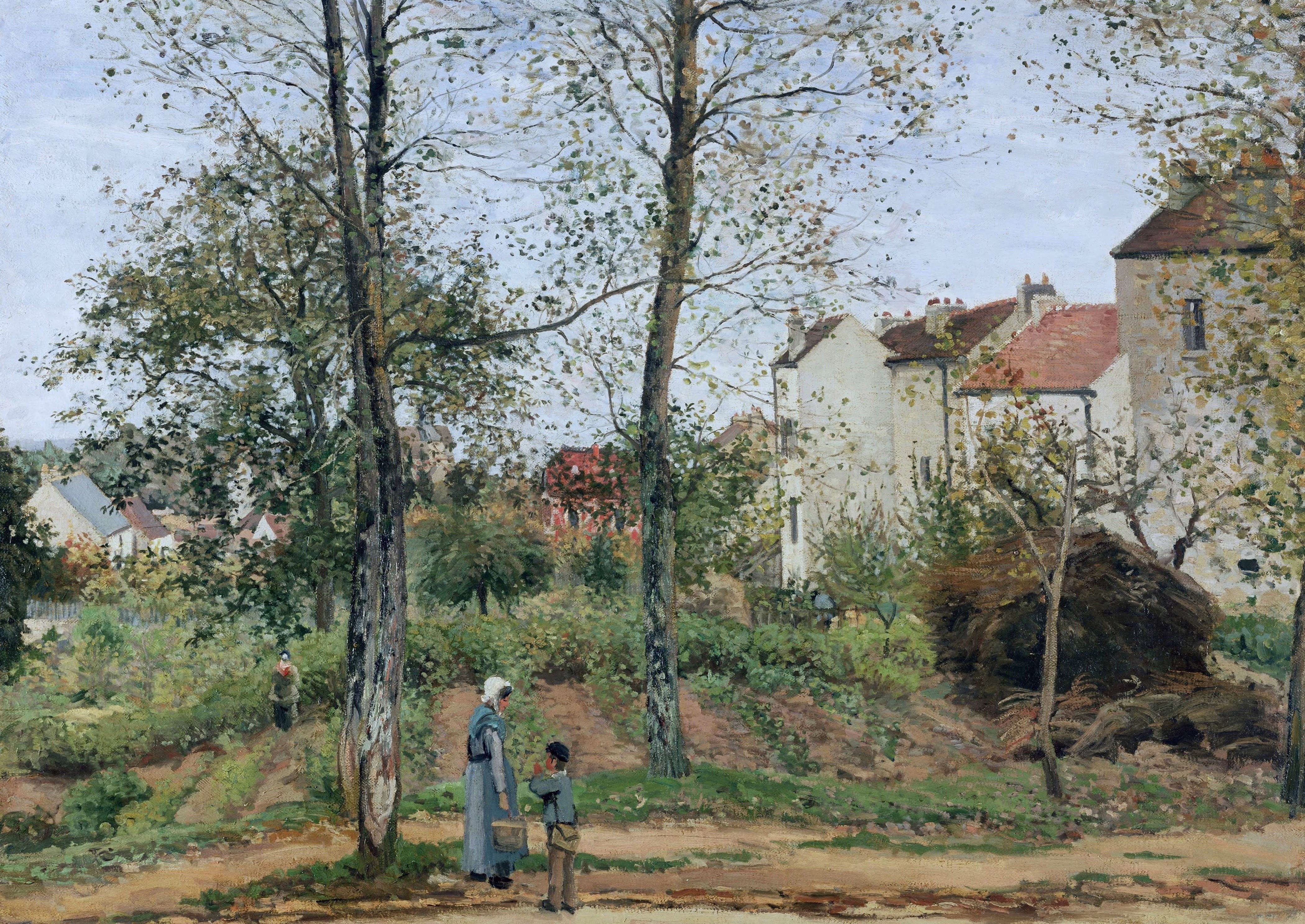 trees, picture, 4K, Landscape near Louisiana, home, Camille Pissarro, people, HD Wallpaper