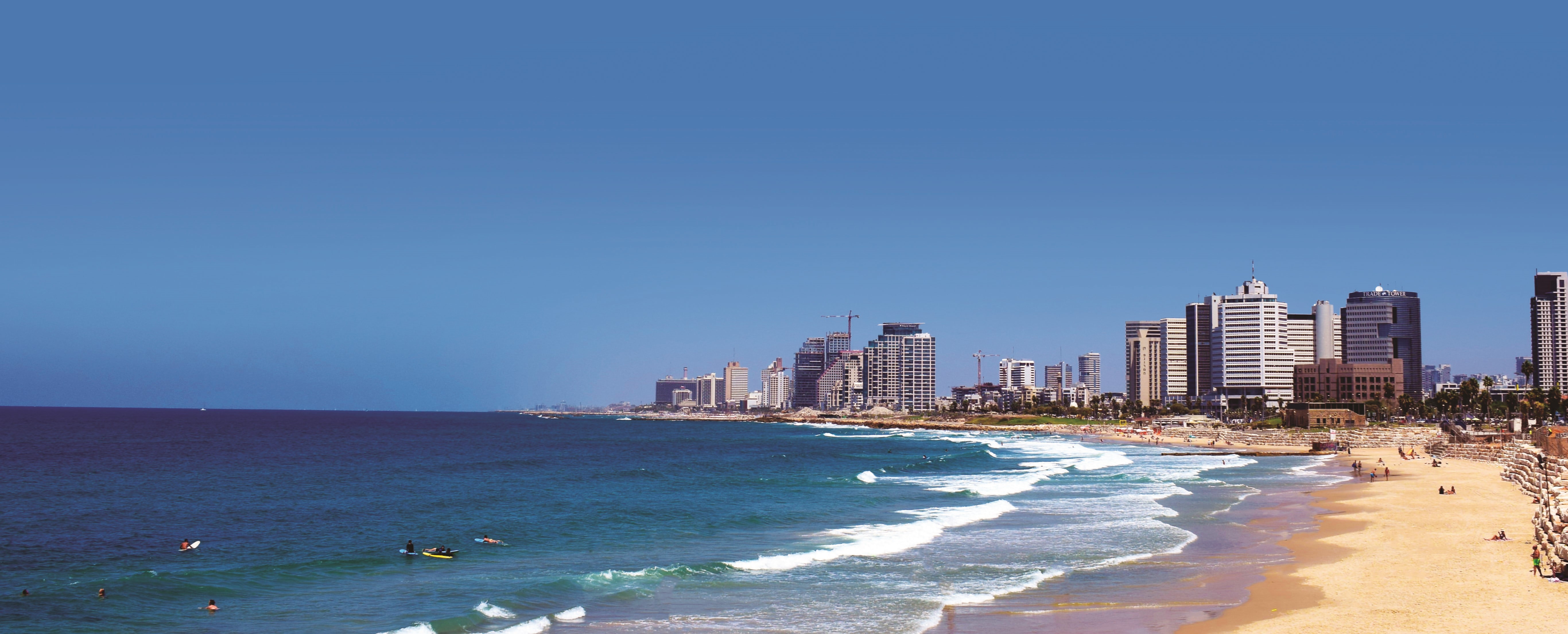 beach, water, clear sky, outdoors, hotel, skyscraper, israel, urban skyline, beauty in nature, land, copy space, jaffa, travel destinations, built structure, HD Wallpaper