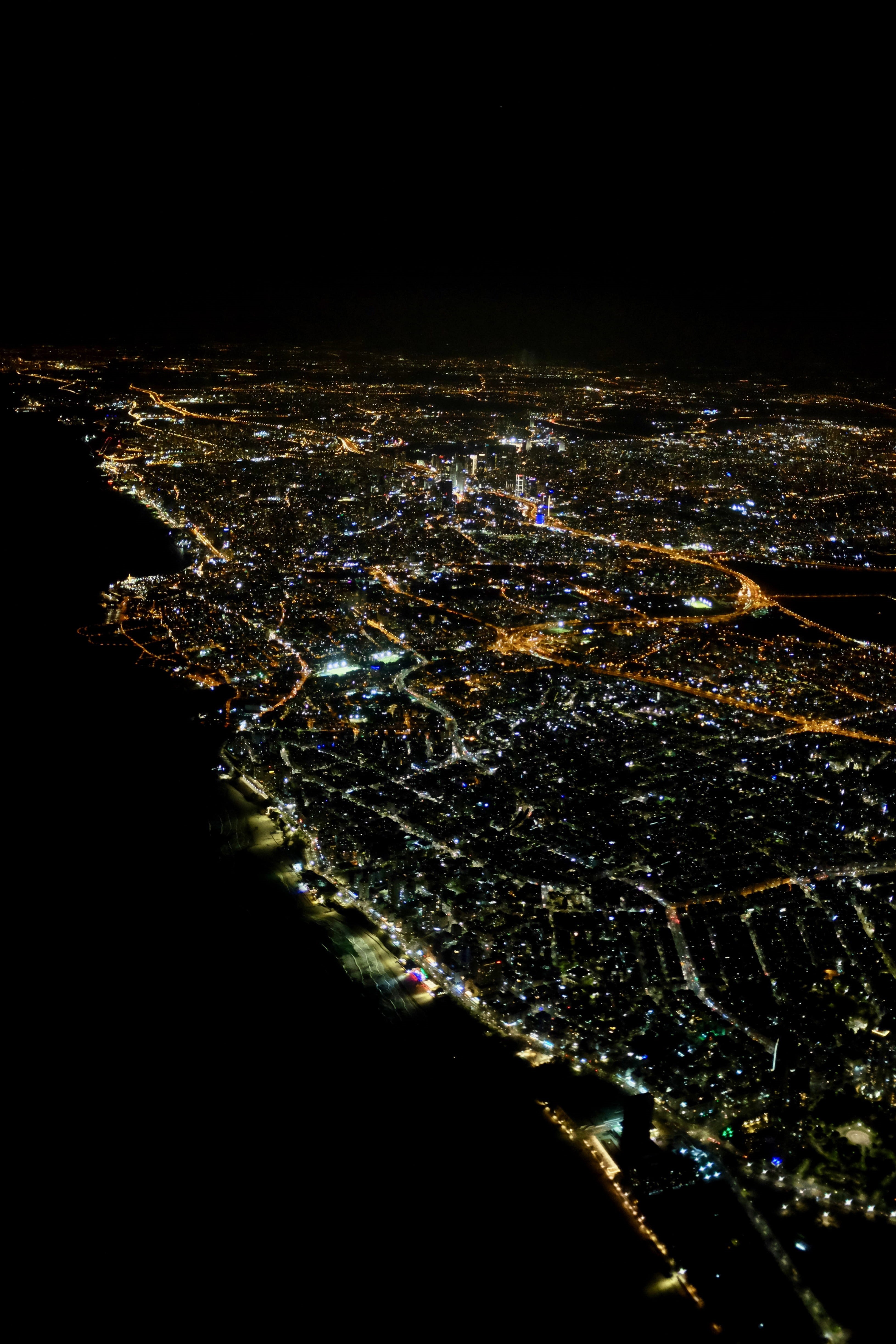 illuminated, dark, residential district, no people, aerial view, night, cityscape, nature, city, tel aviv district, skyscraper, building, travel destinations, Phone HD Wallpaper
