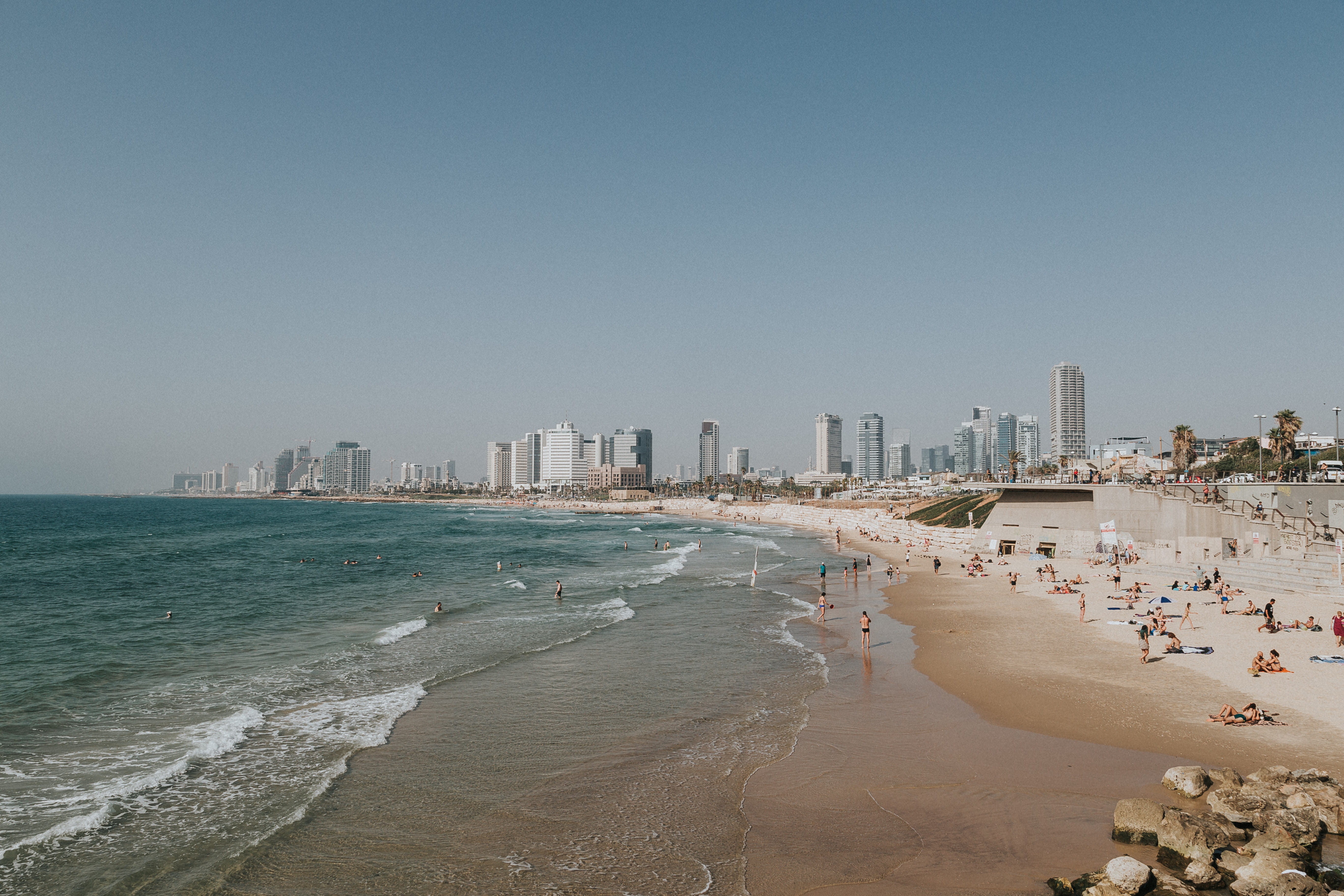 land, beach, outdoors, tel aviv-yafo, jaffa, architecture, day, vacation, office building exterior, sky, urban skyline, building, nature, incidental people, HD Wallpaper