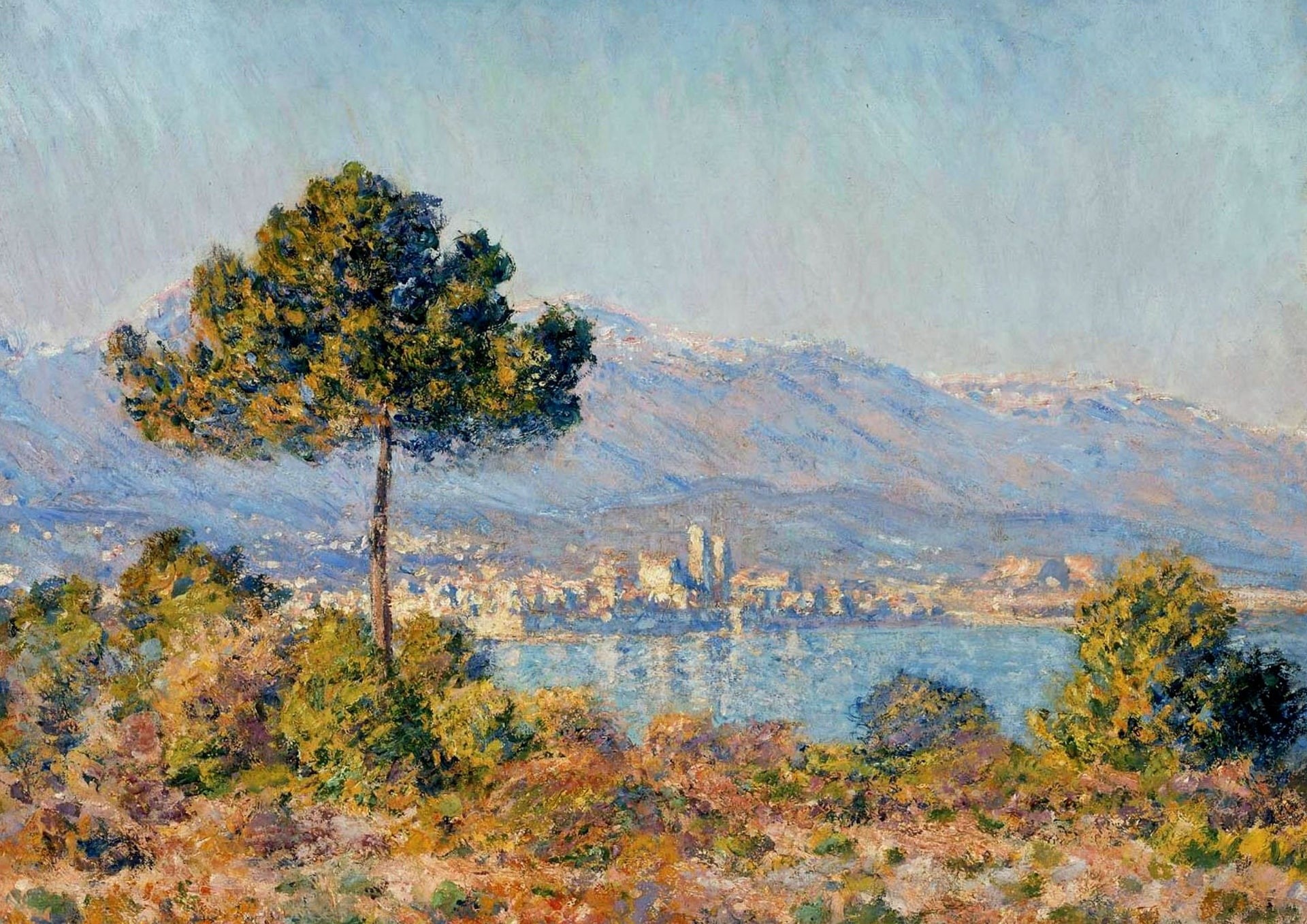 landscape, picture, Claude Monet, View of Antibes from the Plateau Notre-Dame, 1080P, HD Wallpaper