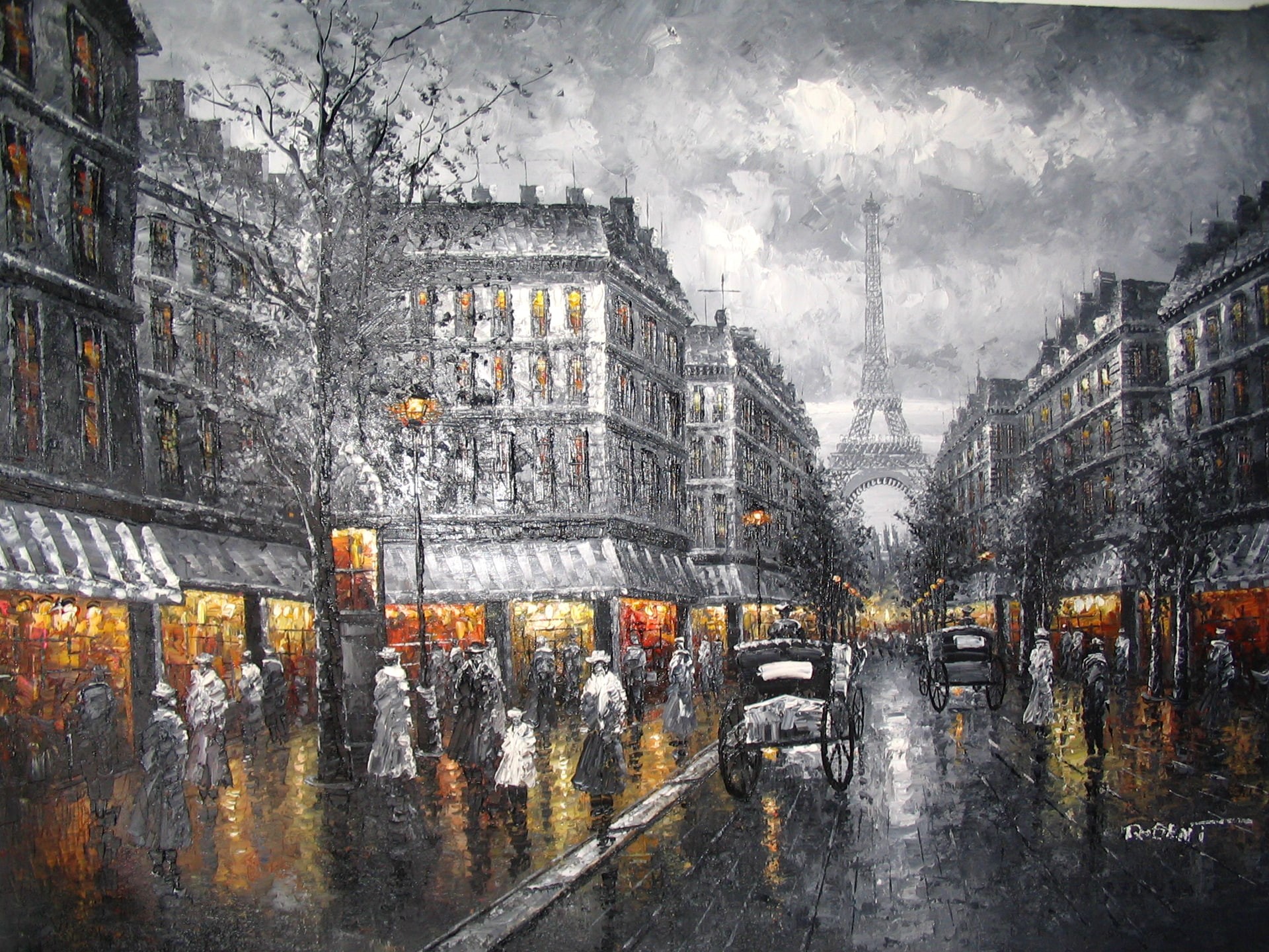 street, snow, group, road, rainy season, land vehicle, Paris, mode of transportation, tower, the sky, built structure, transportation, rain, people, sky, HD Wallpaper
