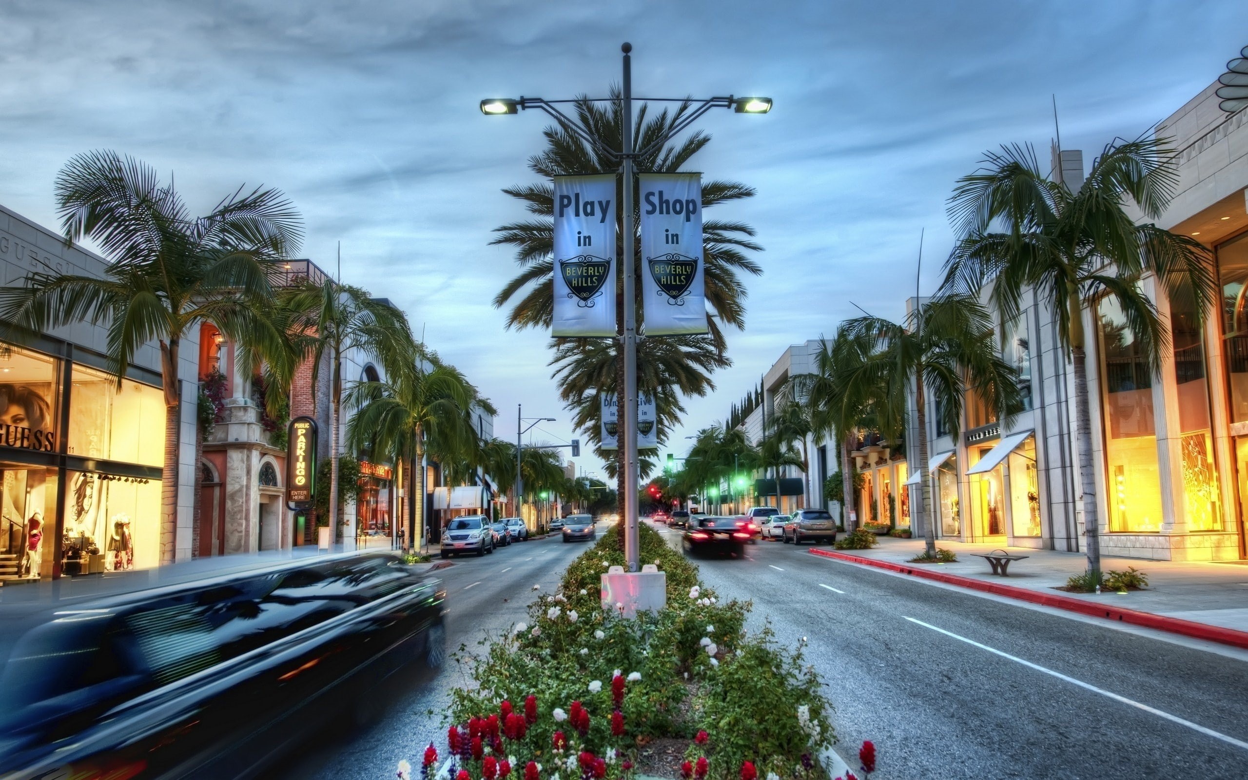 city, Los angeles, sky, Shop, no people, Beverly hills, diminishing perspective, nature, building exterior, mode of transportation, 2K, built structure, HD Wallpaper