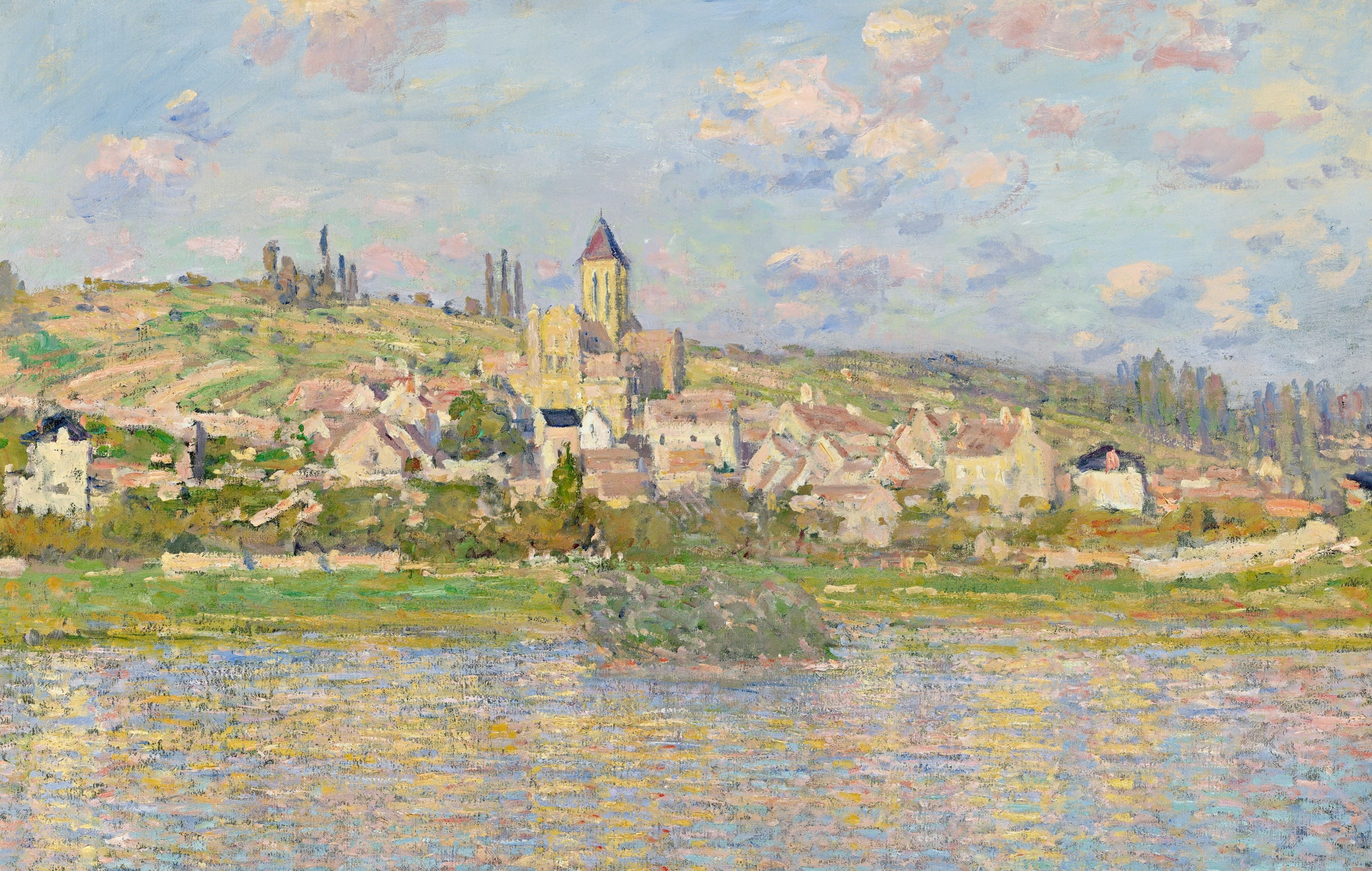 landscape, the city, picture, home, Vétheuil, Claude Monet, 2K, HD Wallpaper