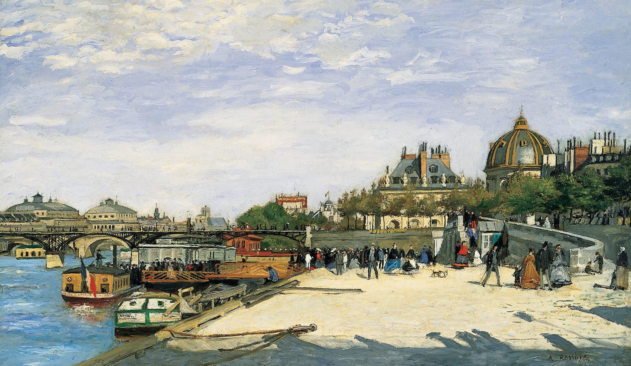 river, The Pont Des Arts. Paris, 1080P, Pierre Auguste Renoir, Hay, the urban landscape, picture, HD Wallpaper