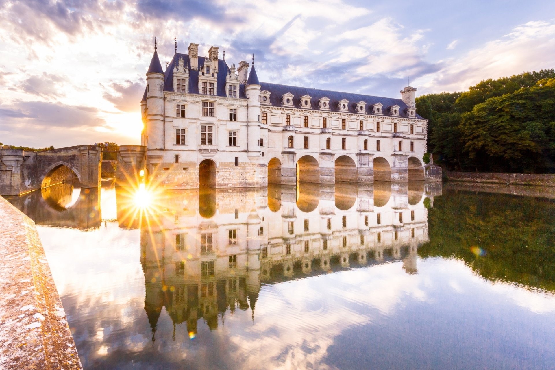 1080P, France, Castle, Building, Reflection, Château De Chenonceau, Castles, HD Wallpaper