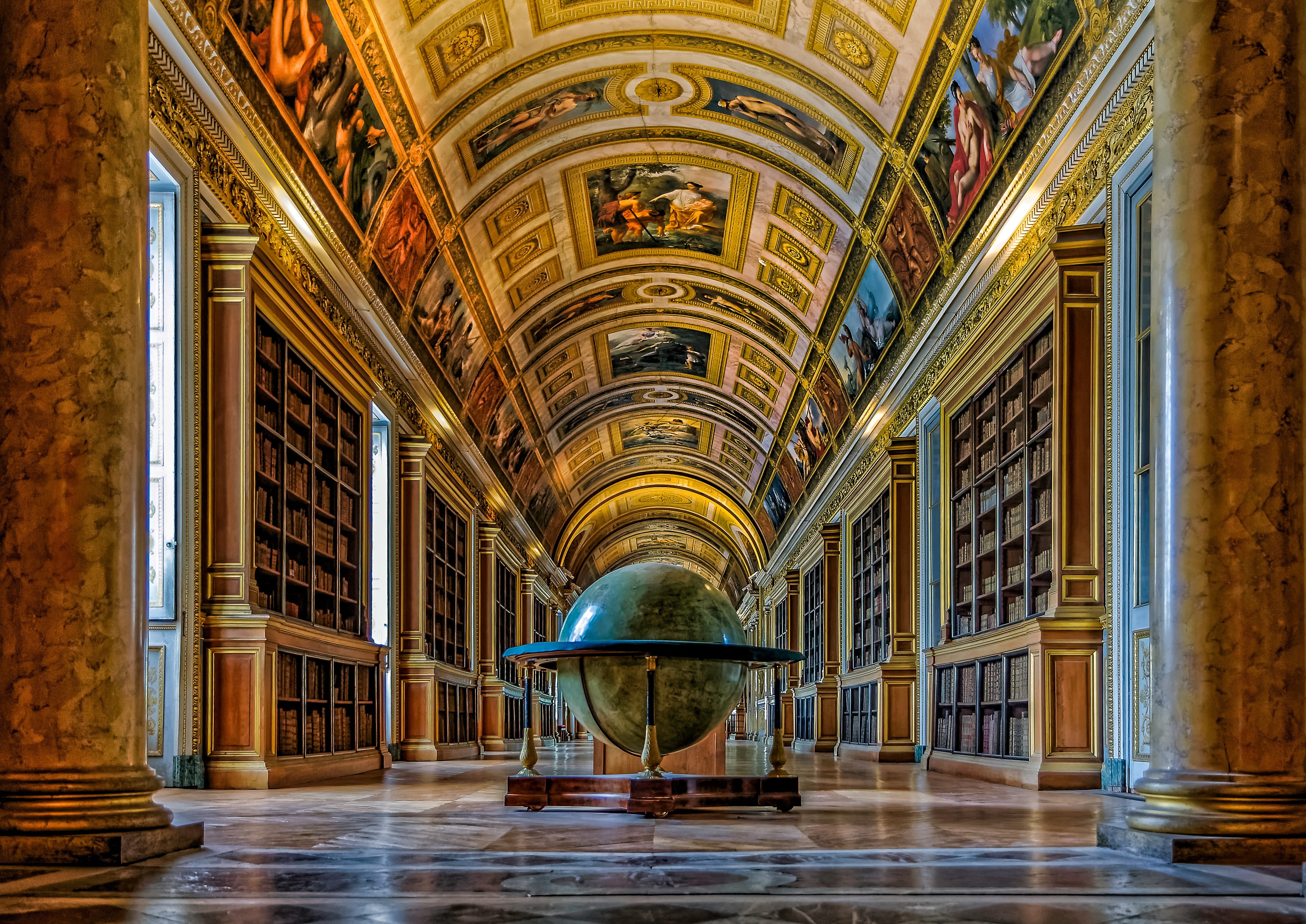 ceiling, no people, illuminated, the past, lighting equipment, interior, architecture, building, built structure, architectural column, history, tiled floor, HD Wallpaper