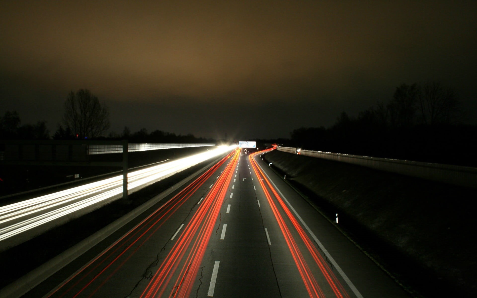 light trail, long exposure, night, marking, no people, mode of transportation, diminishing perspective, outdoors, symbol, black, traffic, table, red, multiple lane highway, HD Wallpaper