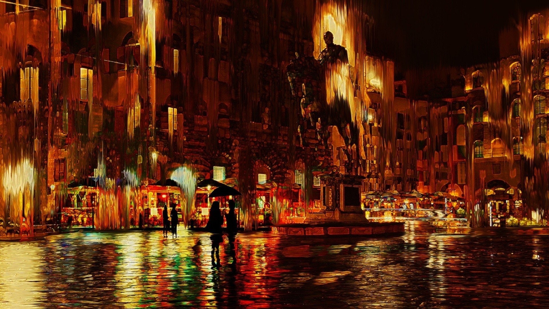 umbrella, building, art, night, px, real people, waterfront, florence, nightlife, technology, building exterior, water, architecture, men, 1920x1080 px, HD Wallpaper