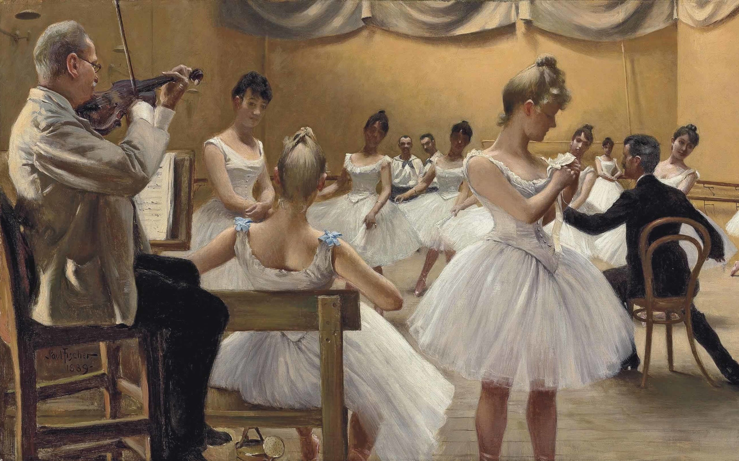 2K, 1889, The Royal Theatre Ballet School, Danish painter, Paul Gustav Fischer, Copenhagen, HD Wallpaper