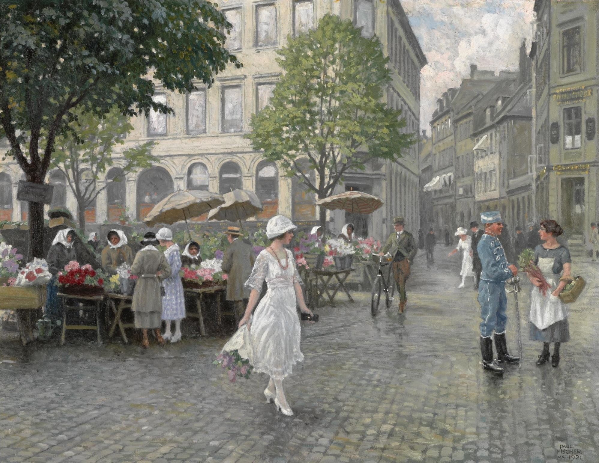 Paul Gustav Fischer, artwork, women, people, city, 1080P, classical art, painting, HD Wallpaper