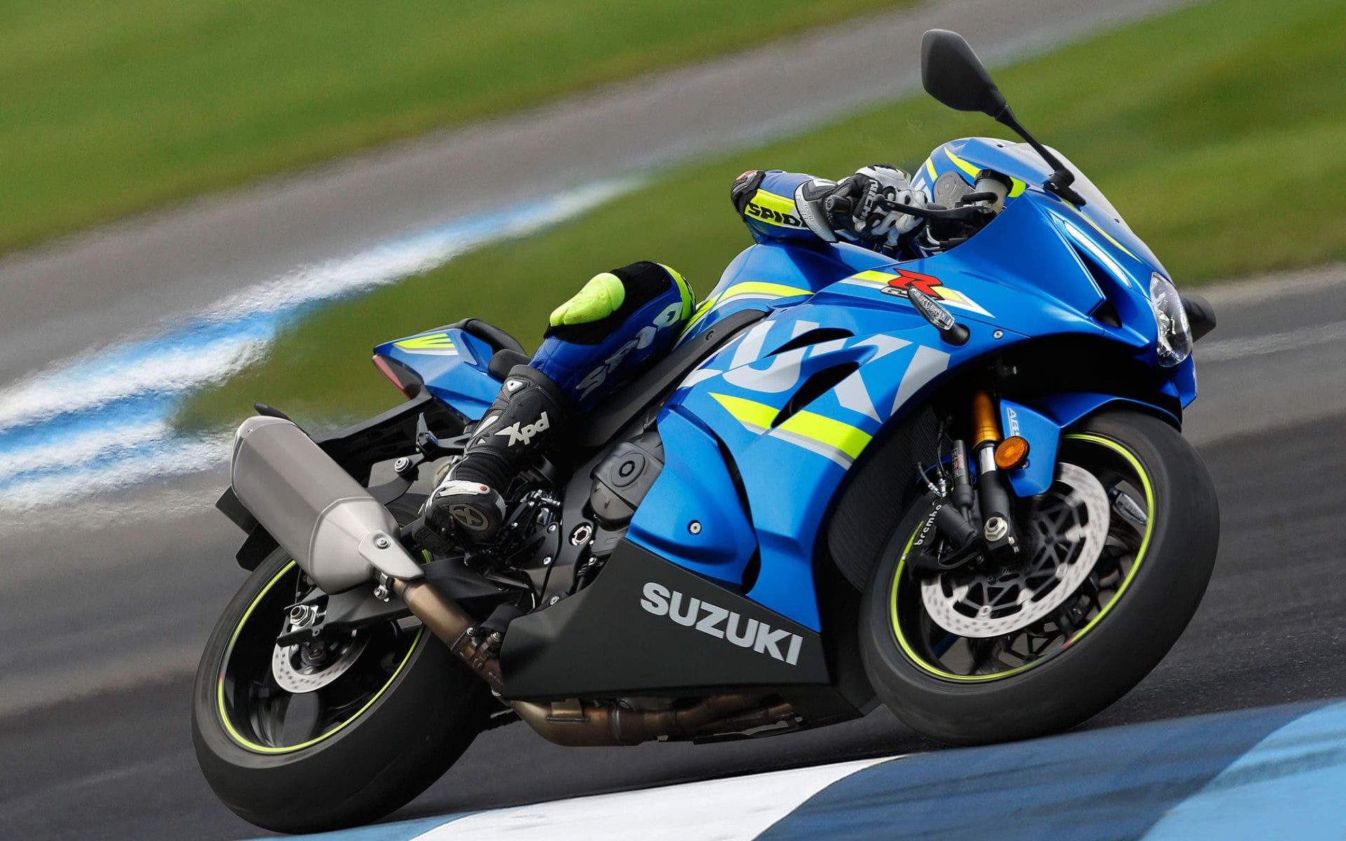 bike, blue, mode of transportation, motor racing track, headwear, sports race, r, competition, competitive sport, motorsport, professional sport, wheel, HD Wallpaper