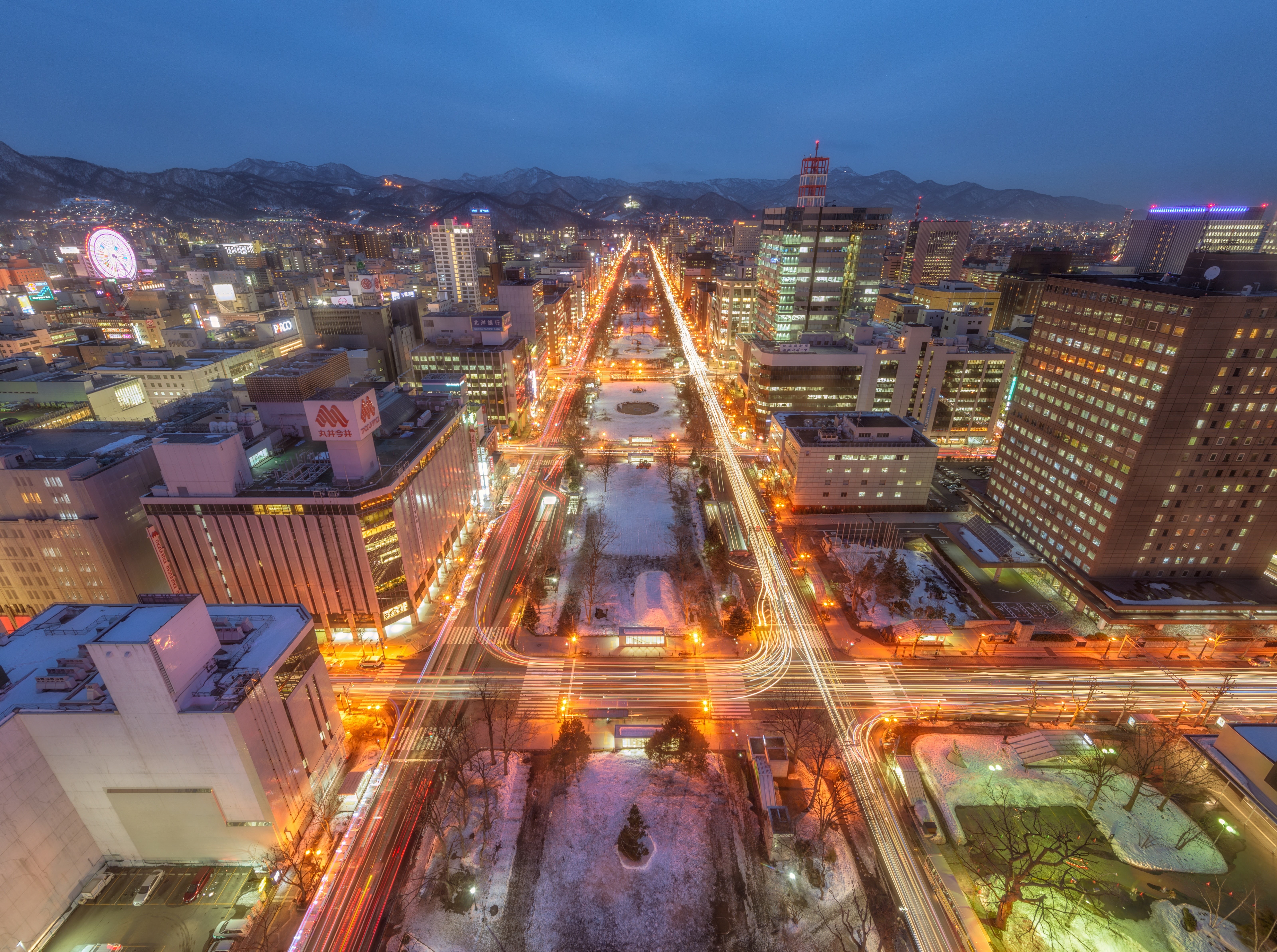 cityscape, longexposure, Tower, architecture, crowd, building exterior, skyscraper, illuminated, hokkaidoprefecture, sapporoshi, crowded, 5K, hokkaido, HD Wallpaper