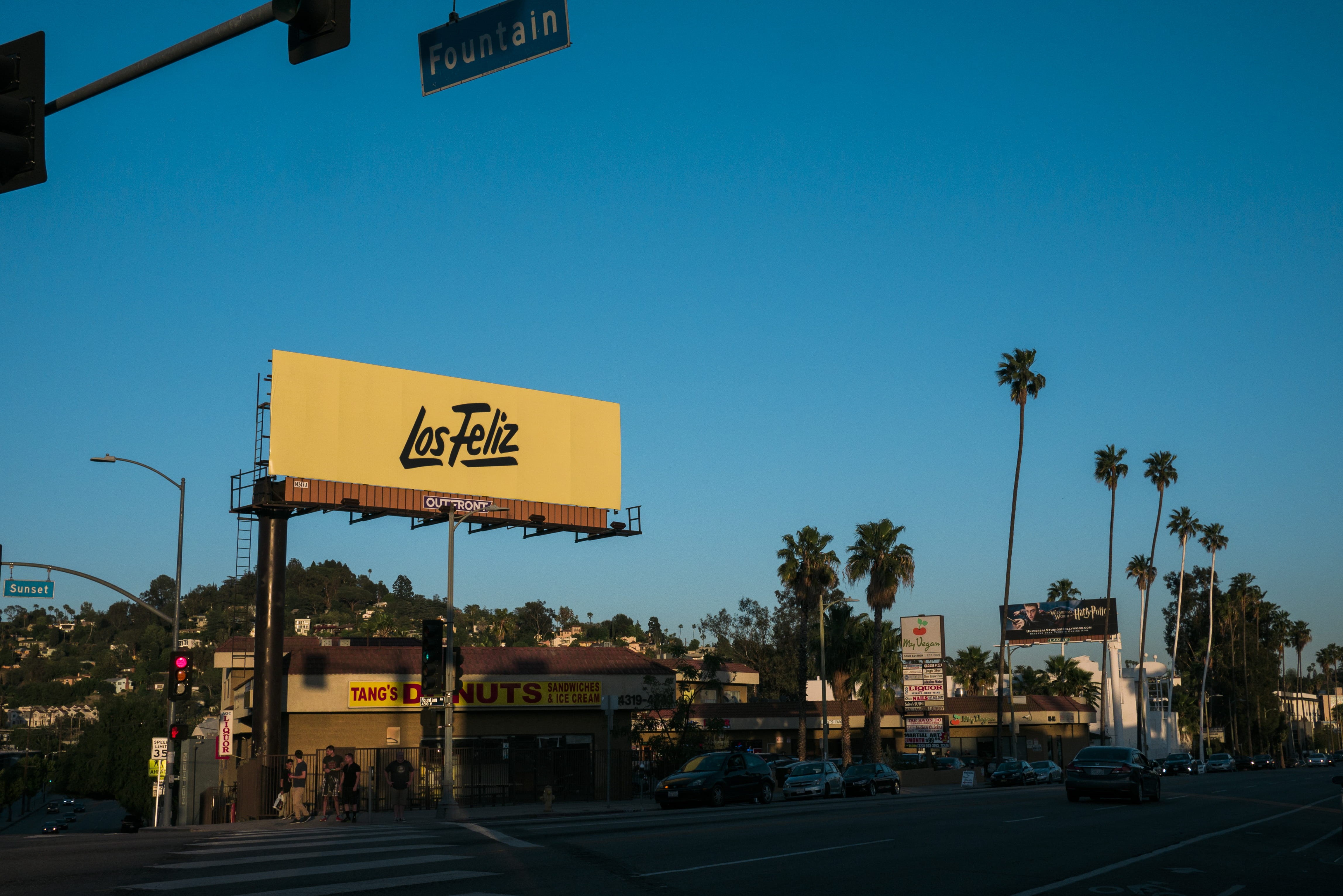 no people, sky, sign, western script, mode of transportation, los angeles, united states, 4K, motor vehicle, road sign, nature, la, information sign, road, HD Wallpaper