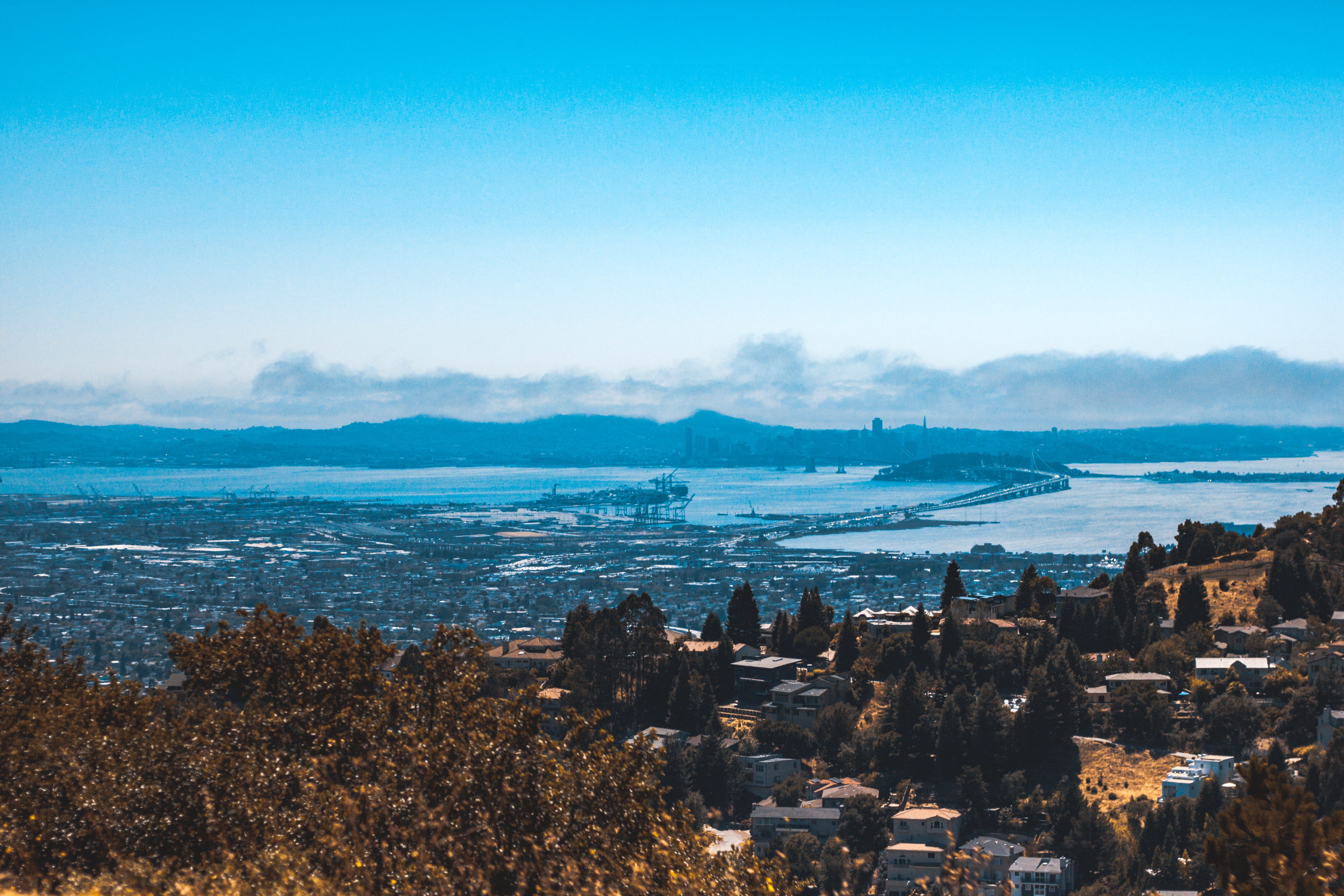 architecture, scenics - nature, water, grizzly peak boulevard, san francisco, 4K, no people, sky, berkeley, building exterior, townscape, california, oakland, HD Wallpaper