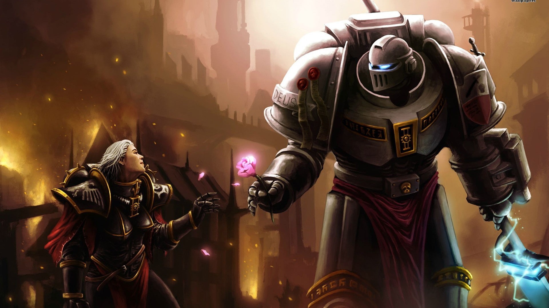 marines, 40k, flower, video games, space, 1080P, warhammer, k, hd, HD Wallpaper