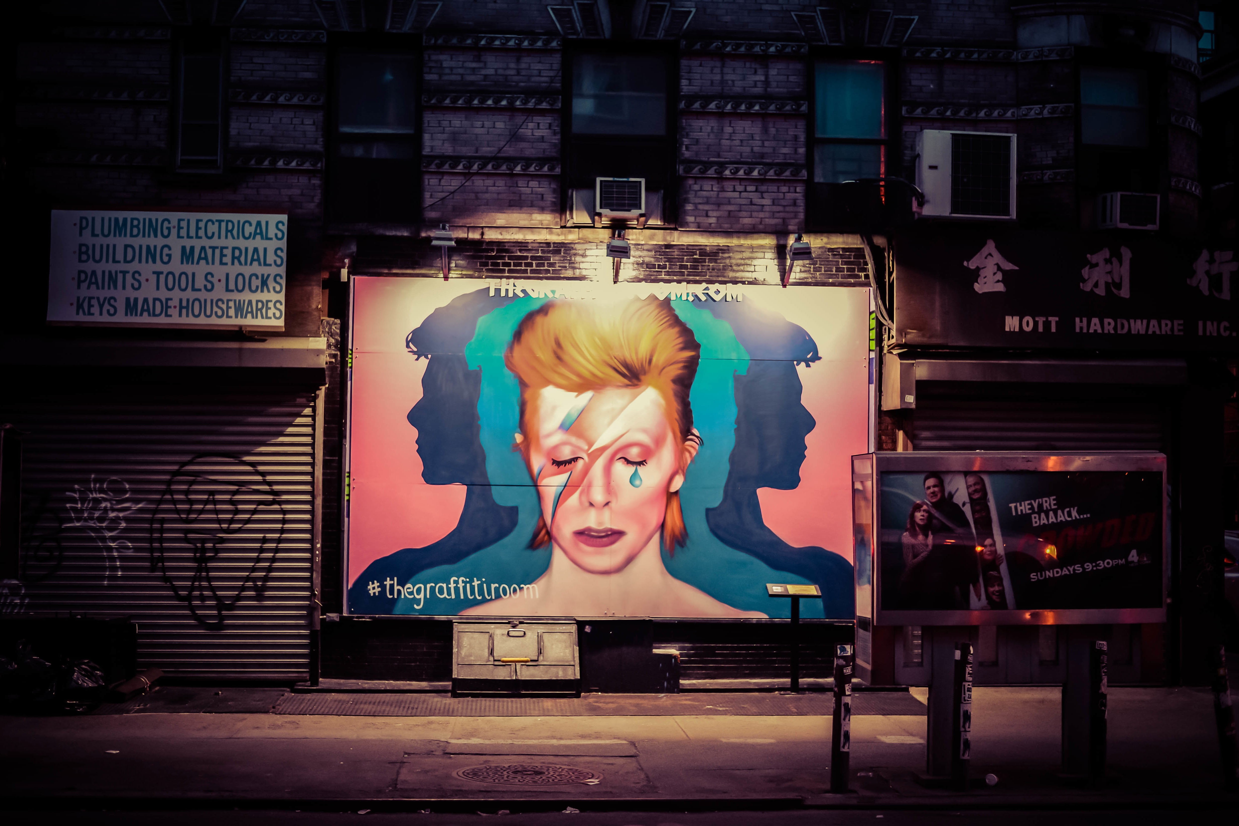 young adult, Street art, text, real people, New York City, human body part, people, night, the media, female likeness, one woman only, wall - building feature, HD Wallpaper