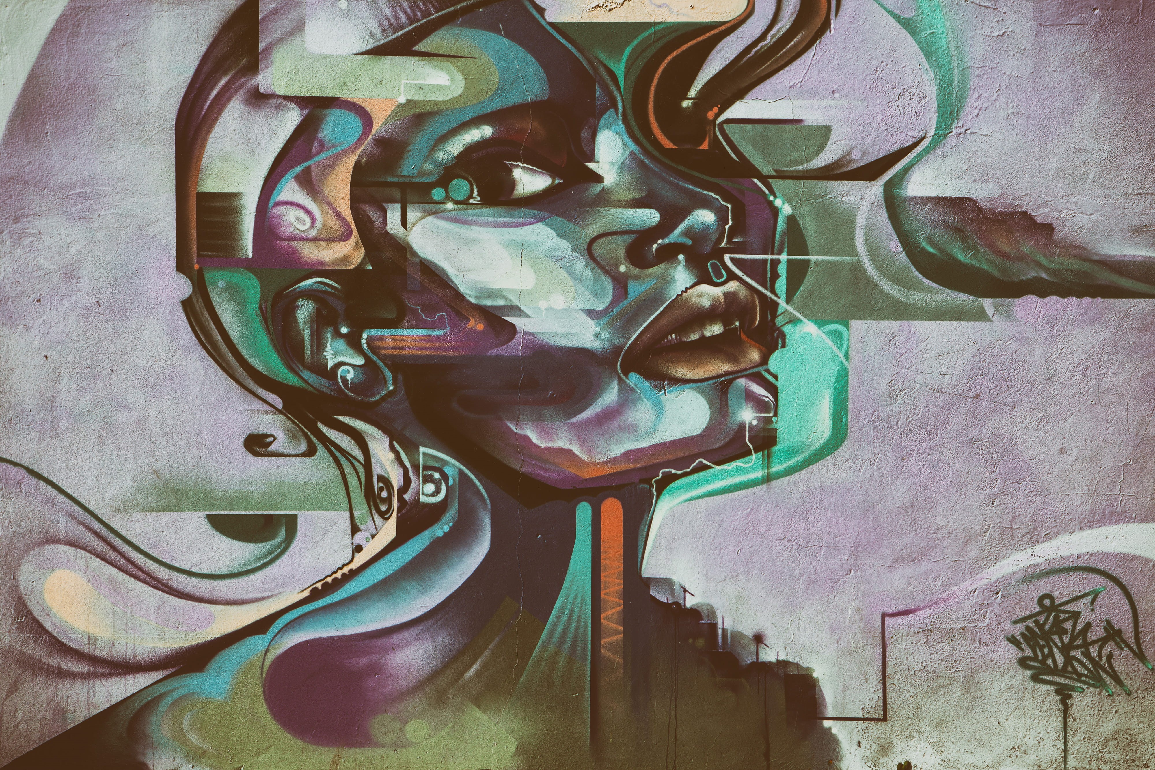 graffiti, captured, indoors, mural, art and craft, wall - building feature, wall, low angle view, representation, 4K, close-up, architecture, pattern, HD Wallpaper