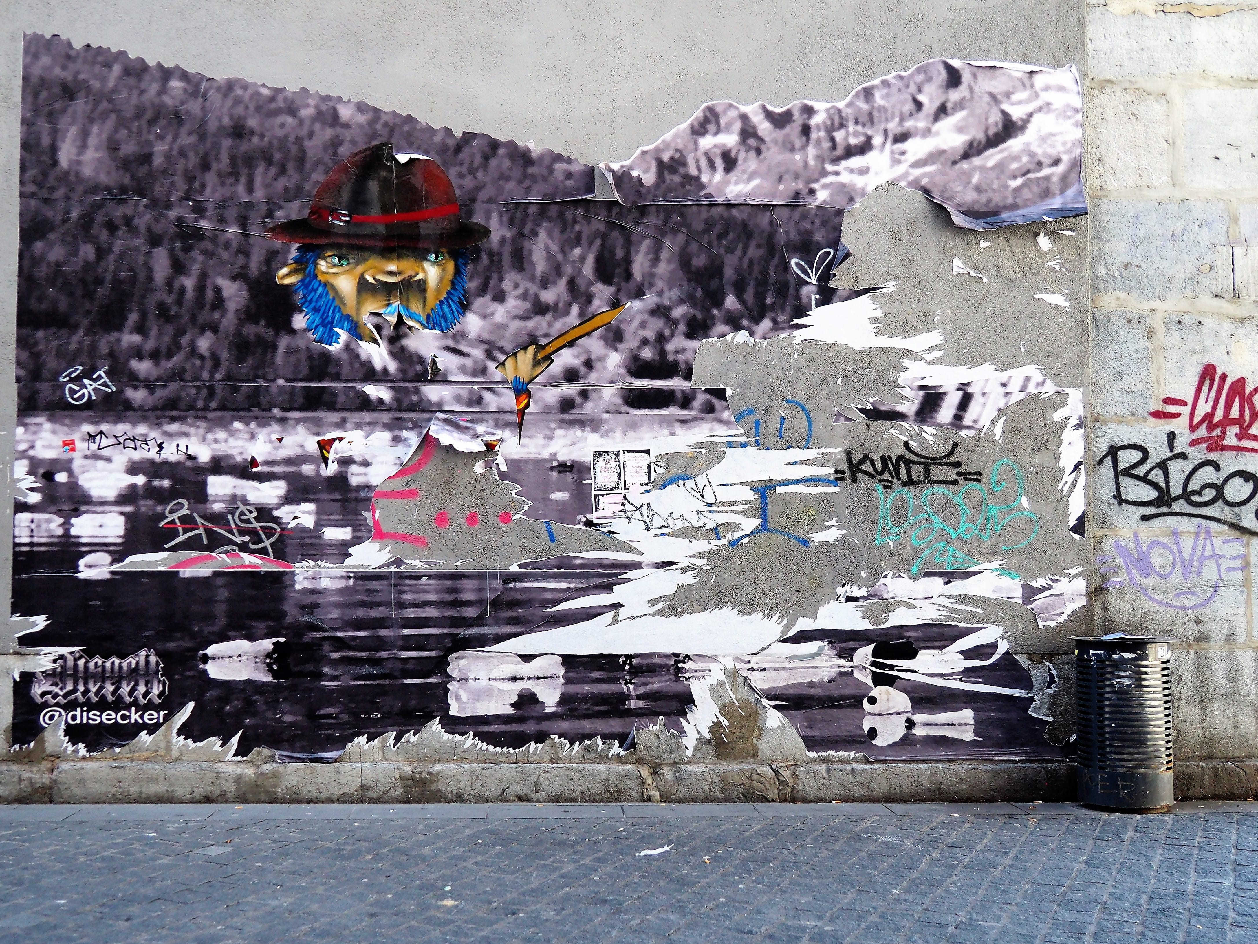 footpath, street, spray paint, urban art, mural, day, architecture, 4K, poster, creativity, urban, no people, street art, city, wall, gray, cobble, collage, HD Wallpaper