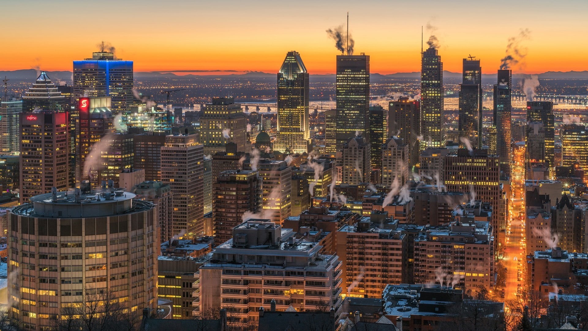tall - high, residential district, outdoors, building, modern, office, tower block, tower, montreal, evening, metropolis, quebec, crowd, downtown, skyscraper, HD Wallpaper
