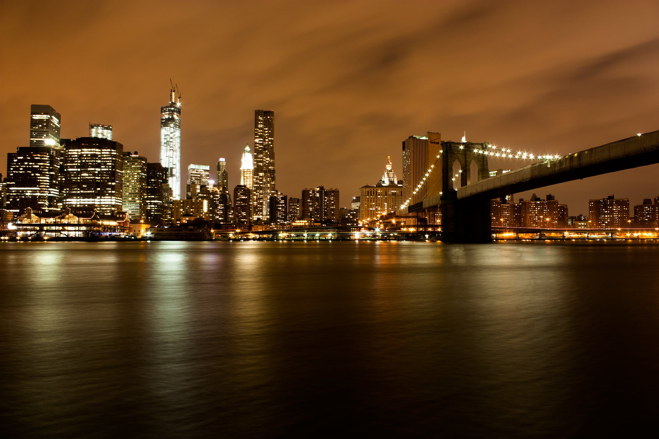 brooklyn - New York, New York City, lower Manhattan, uSA, Financial District, urban Skyline, hudson River, cityscape, illuminated, east River, 1080P, manhattan - New York City, HD Wallpaper
