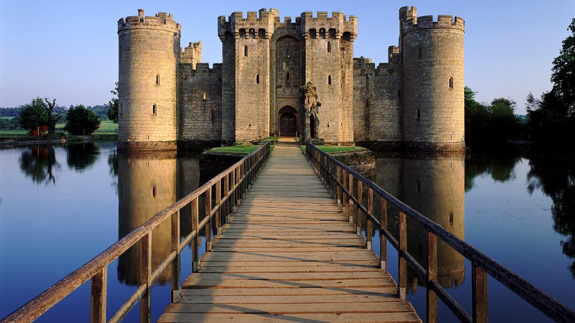 building, east sussex, castle, 1080P, bodiam castle, united kingdom, europe, uk, HD Wallpaper