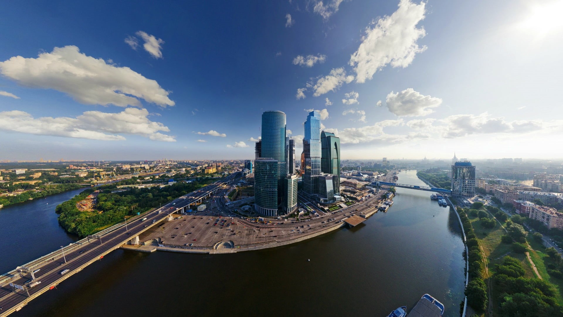 huangpu River, office Building, bridges, outdoors, travel, building Exterior, transportation, highway, blue, bridge - Man Made Structure, connection, cloud - sky, HD Wallpaper