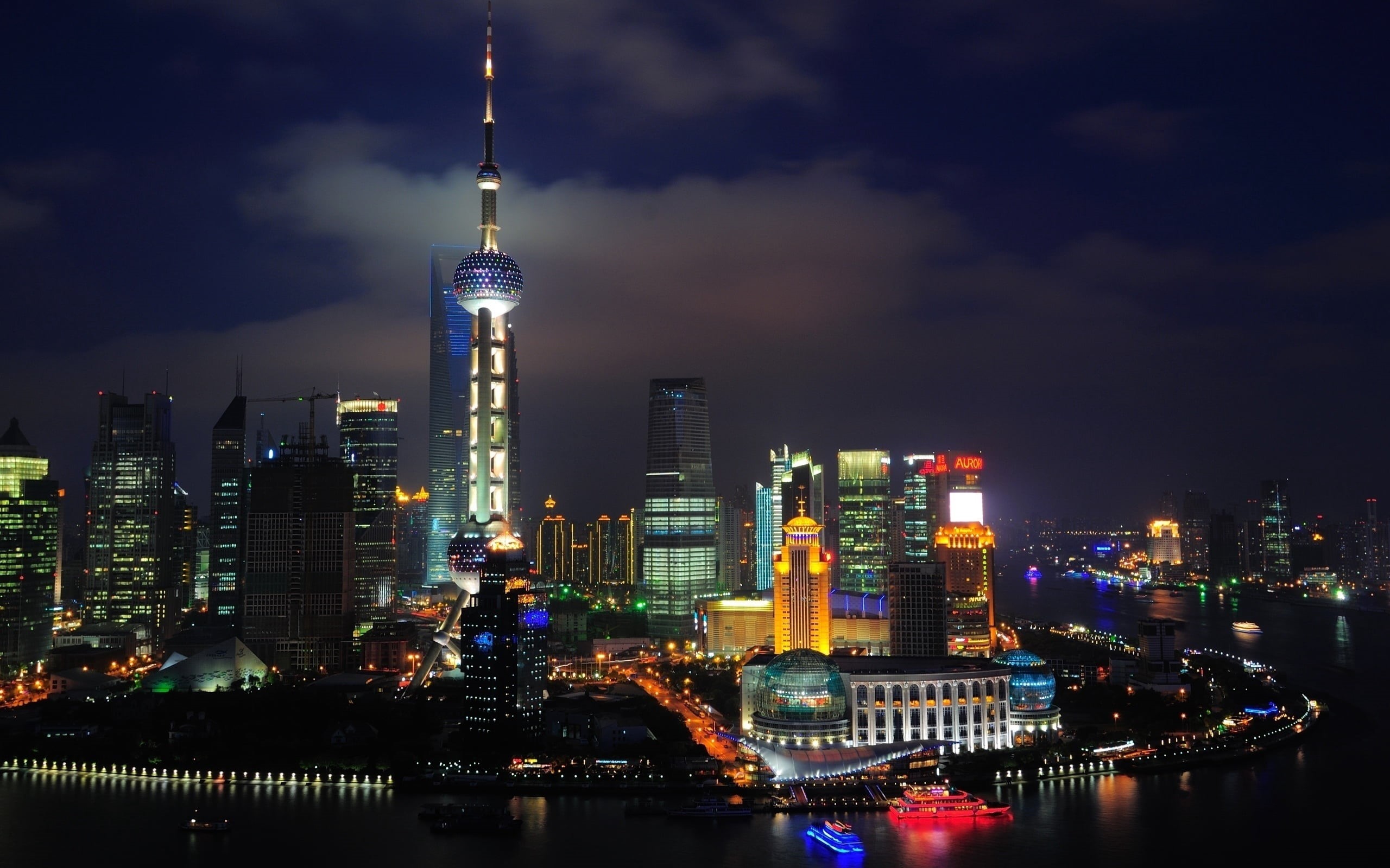 landscape, communications Tower, china - East Asia, 2K, east Asia, boat, pudong, office building exterior, skyscraper, home, tall - High, famous Place, HD Wallpaper