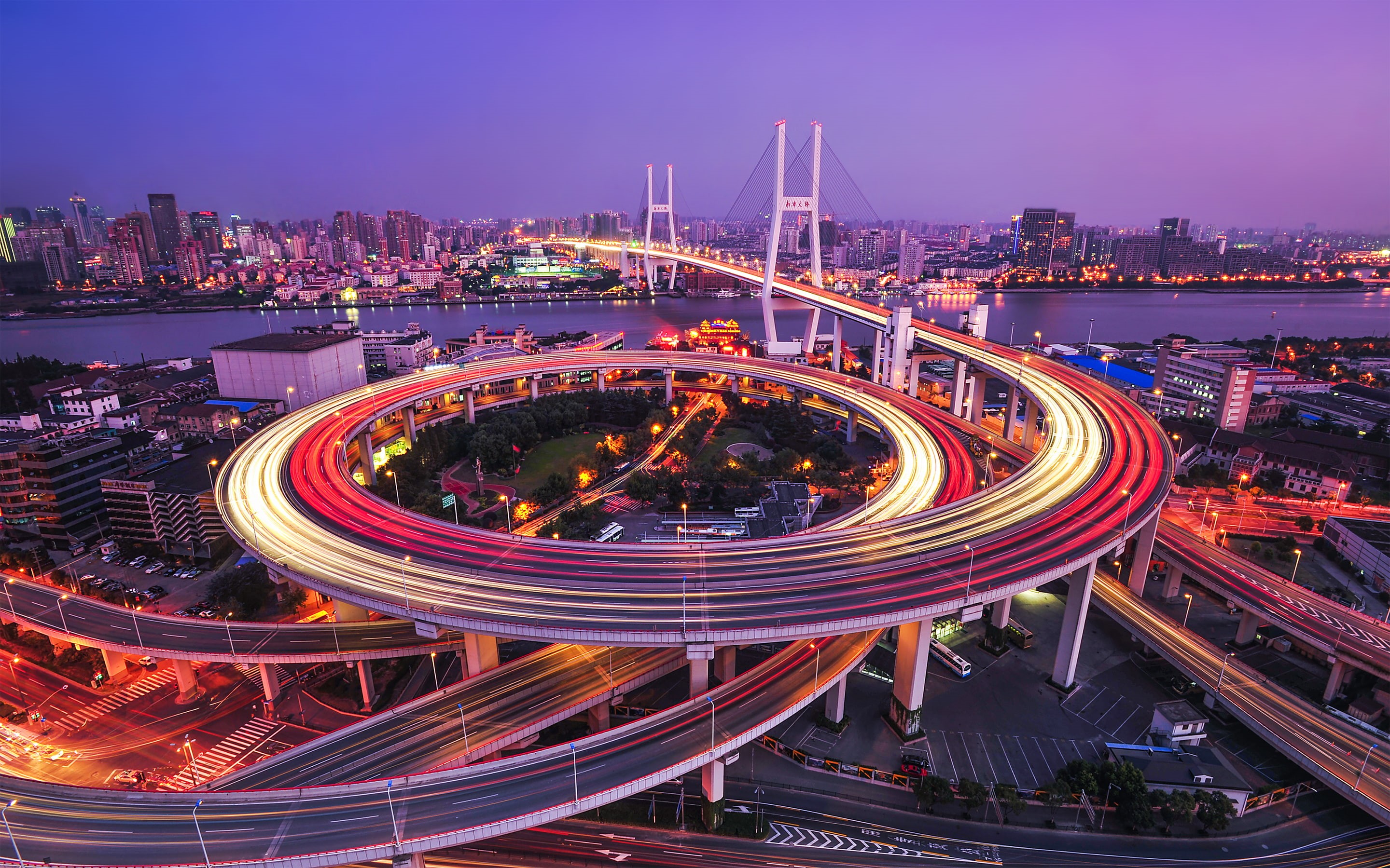 bridge, Huangpu, Shanghai, 2K, River, Nanpu, Cityscape, Night, China, HD Wallpaper