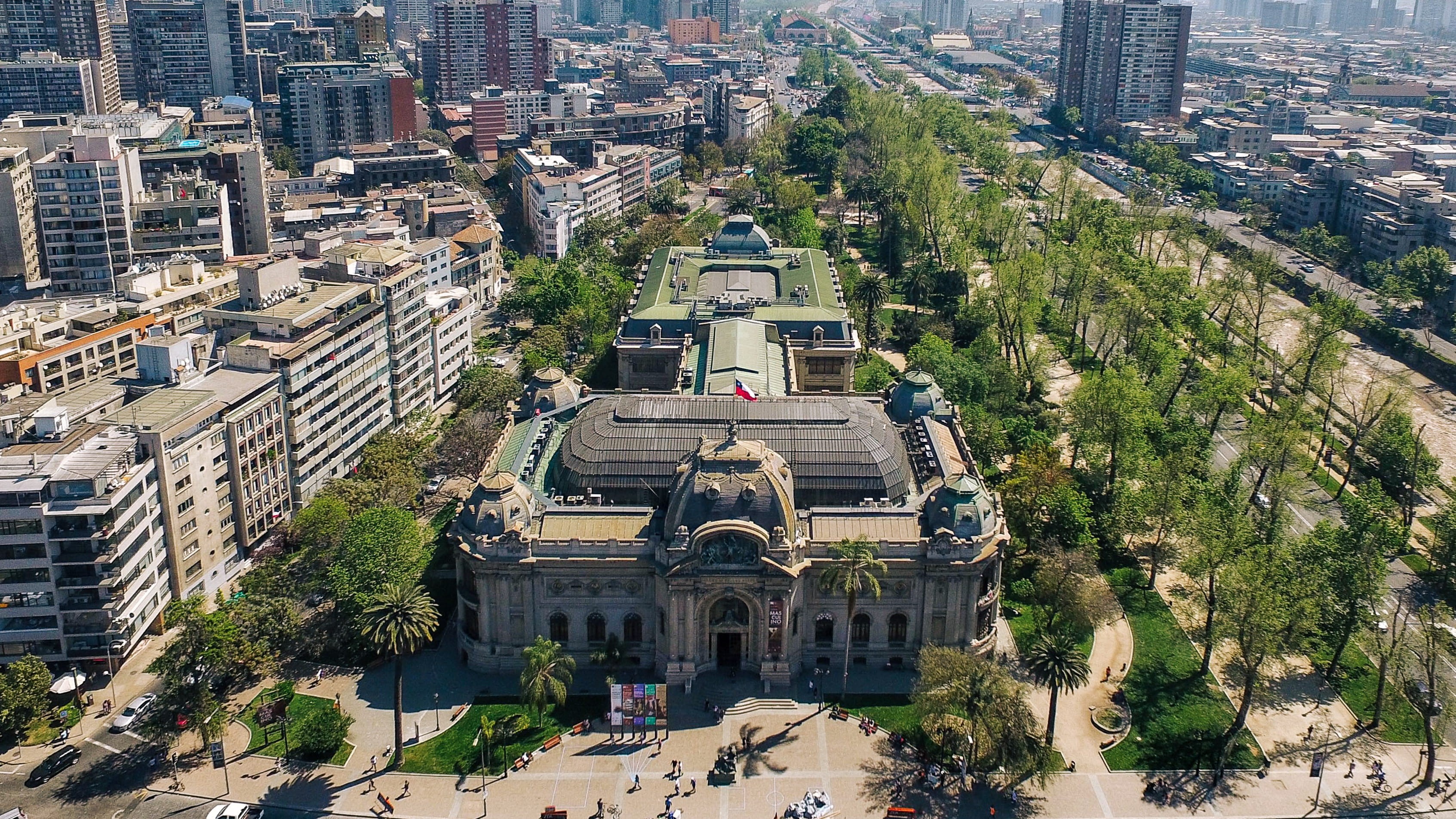 high angle view, transportation, building exterior, built structure, residential district, nature, mode of transportation, tree, day, chile, bellas artes, HD Wallpaper