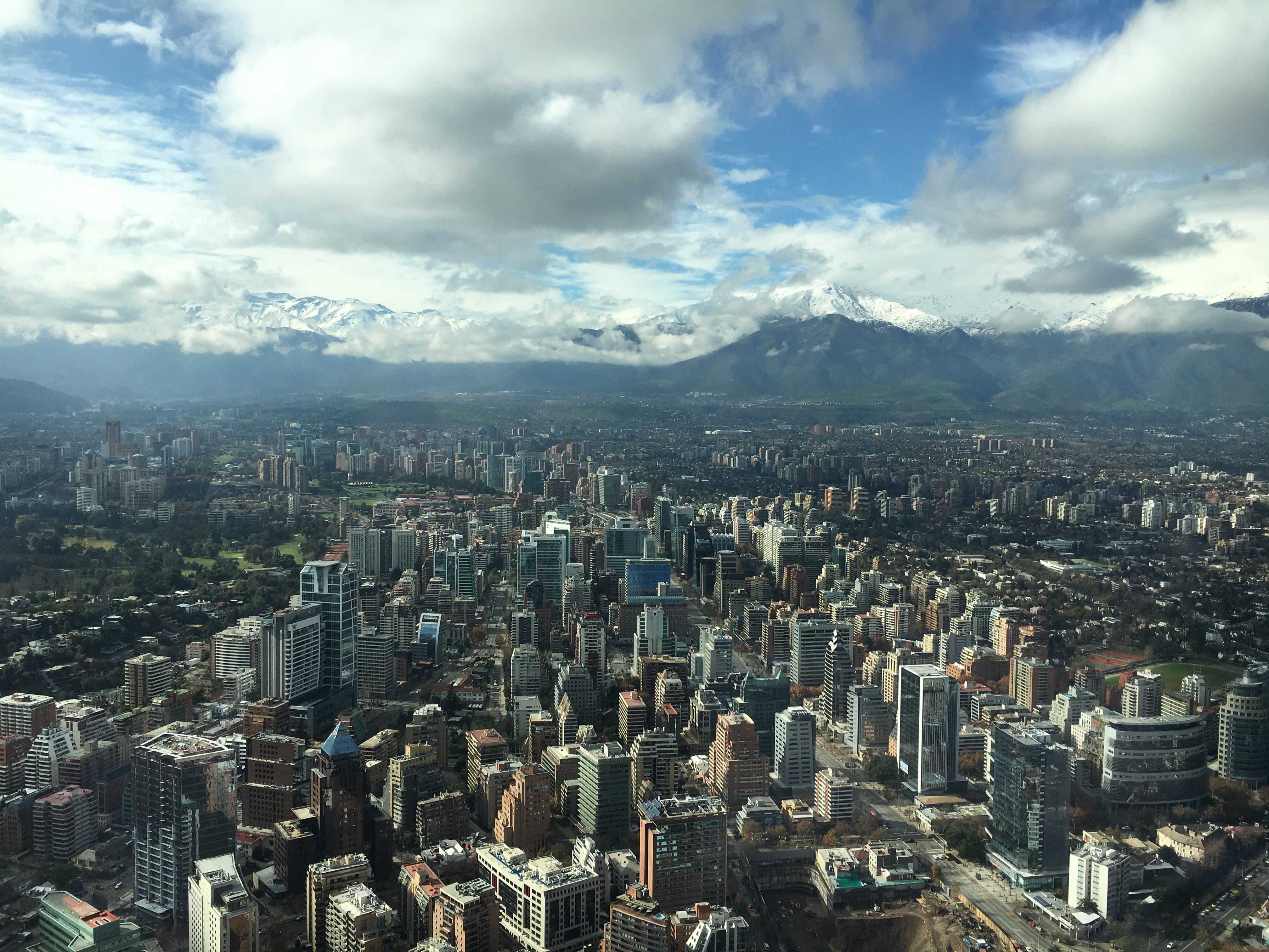 skyscraper, urban, high rise, santiago de chile, scenery, mountain range, aerial view, cityscape, outdoors, mountain, nature, modern, architecture, financial district, HD Wallpaper